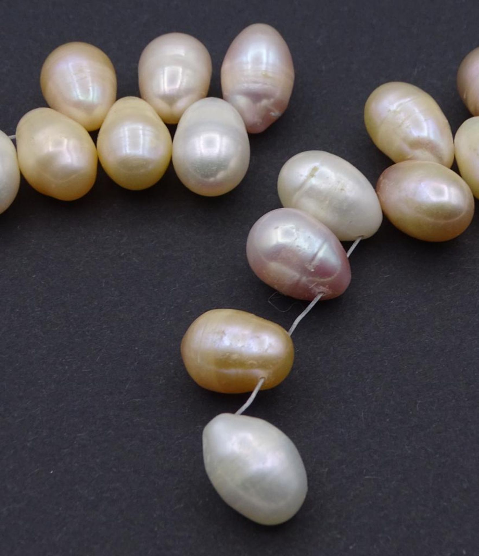 Tropfenförmige Perlen Halskette ohne Verschluss, ca.L- 40cm, 100,1gr - Bild 5 aus 5
