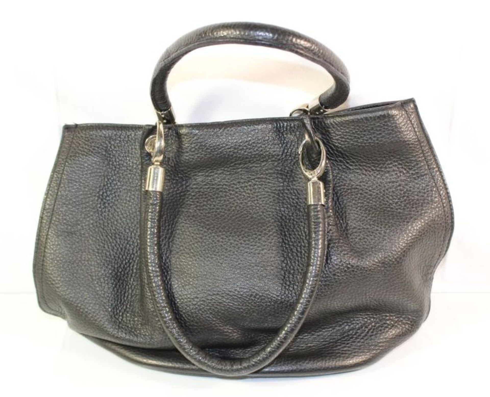 Damen-Handtasche, schwarzes Leder, 22 x 35cm.