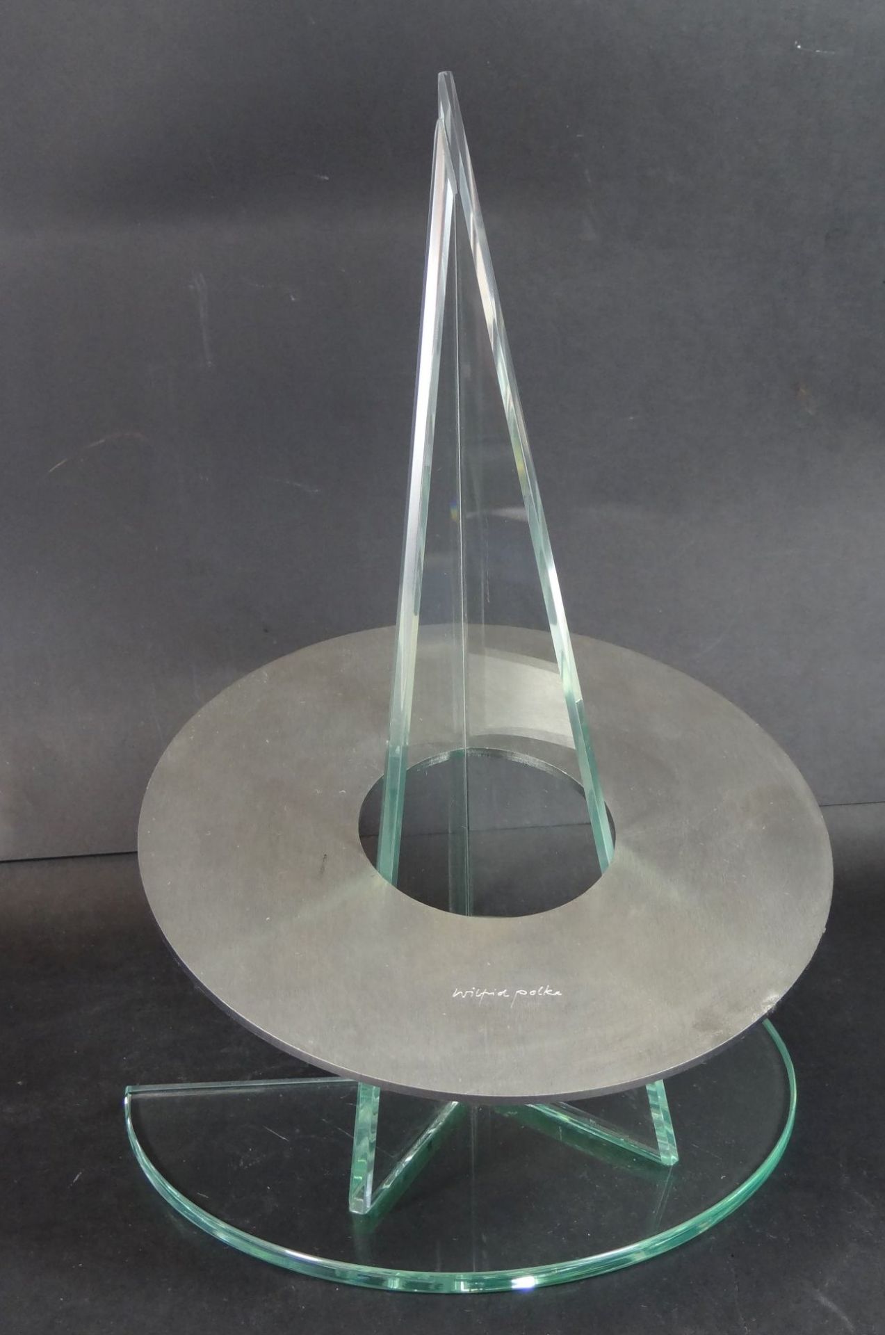 Wilfried Polke (1932-2014), "Glasdynamik", Objekt d'art, auf Metall signiert, anbei Vita, H-27,5 cm, - Bild 2 aus 8