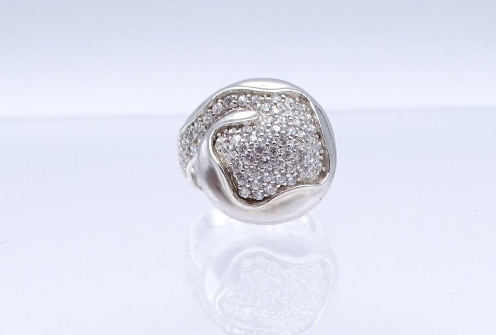 Ring Silber 925/000 mit rund fac., weißen Edelsteinen 2 mm, RG 57, 8,3
