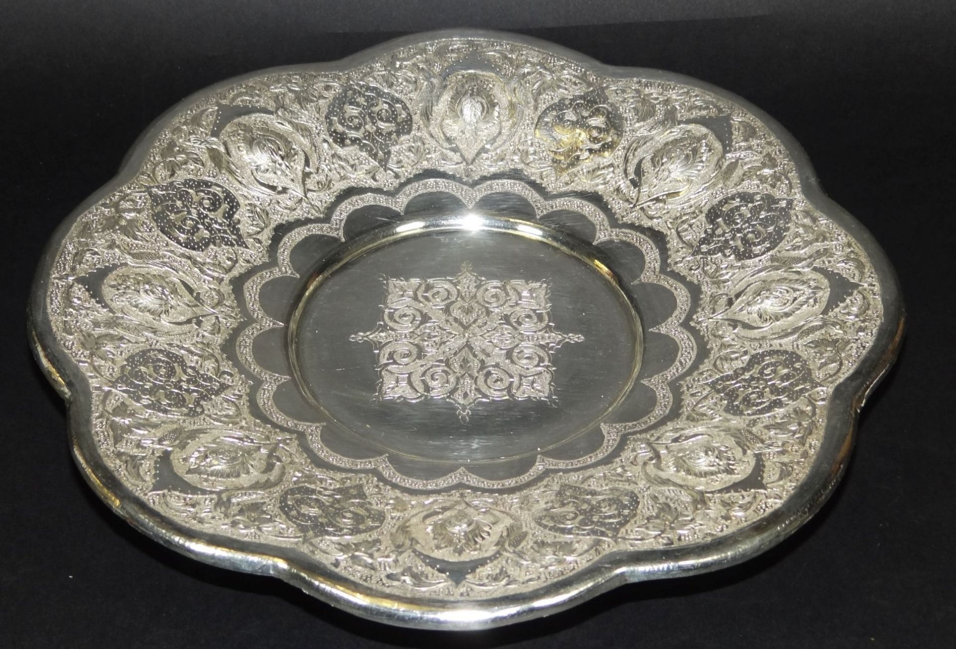 Silber-Tafelaufsatz, wohl Persien, arabische Punzen, H-5cm, D-25 cm, 431 gr. - Bild 2 aus 5