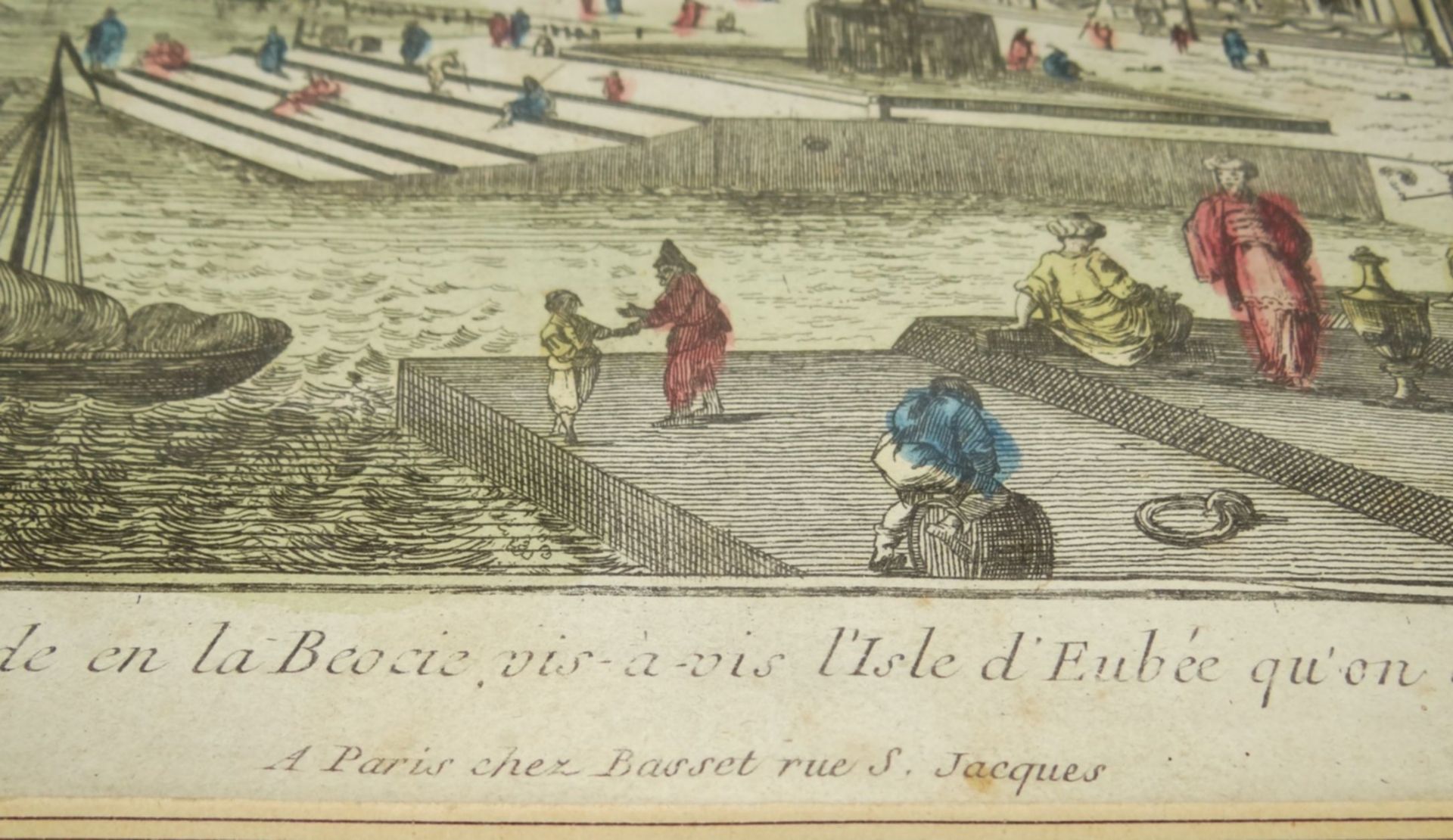 Stich um 1780 "Vue Perspective du Port d'Aulide en la Beocie vis-a-vis l'Isle d'Eubee.." sogenanntes - Bild 5 aus 6