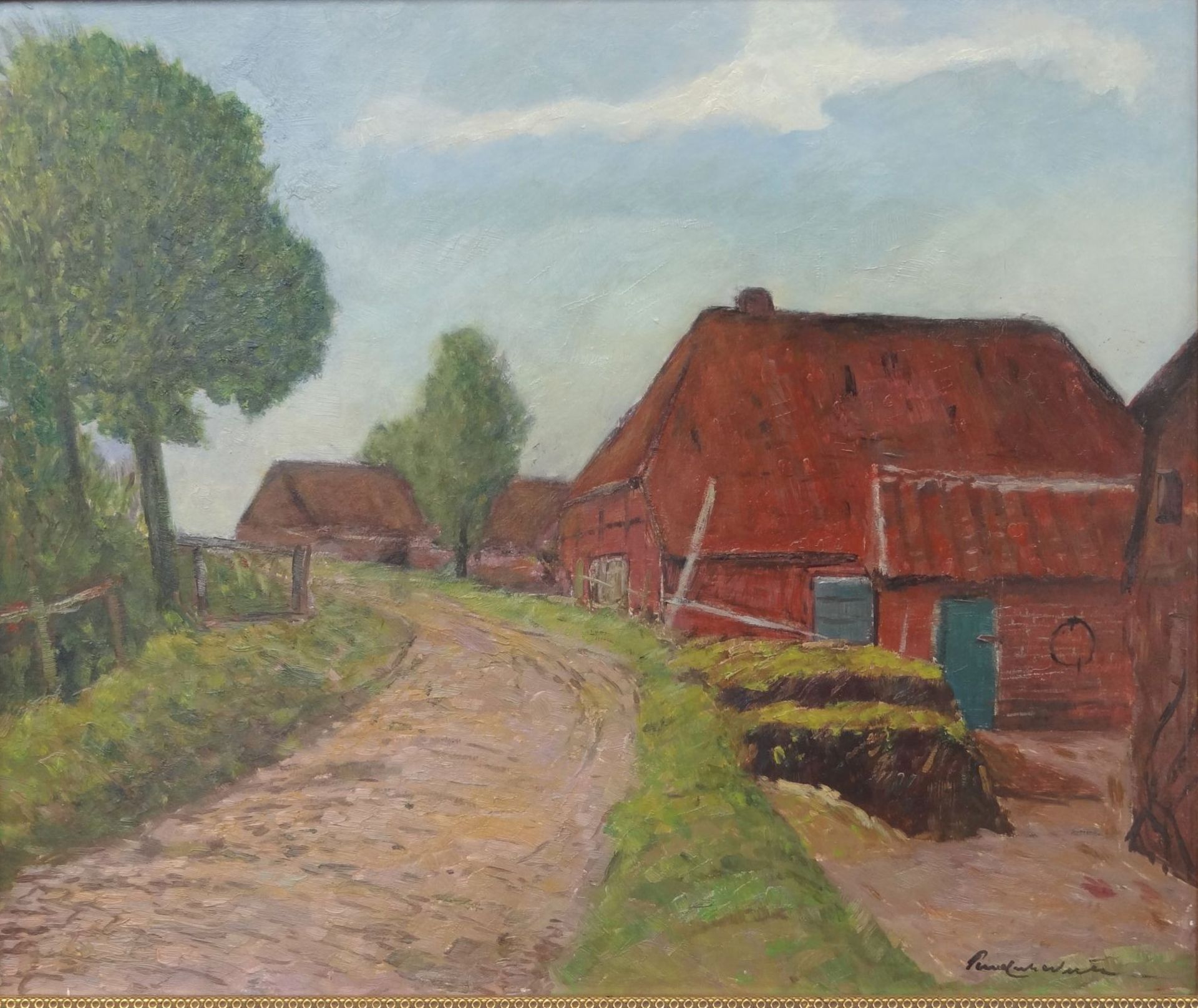 Paul Ernst WILKE (1894-1972), 1948 "Dorfstrasse in Bederkesa", verso betitelt, Öl/Malfaser, gerahmt,