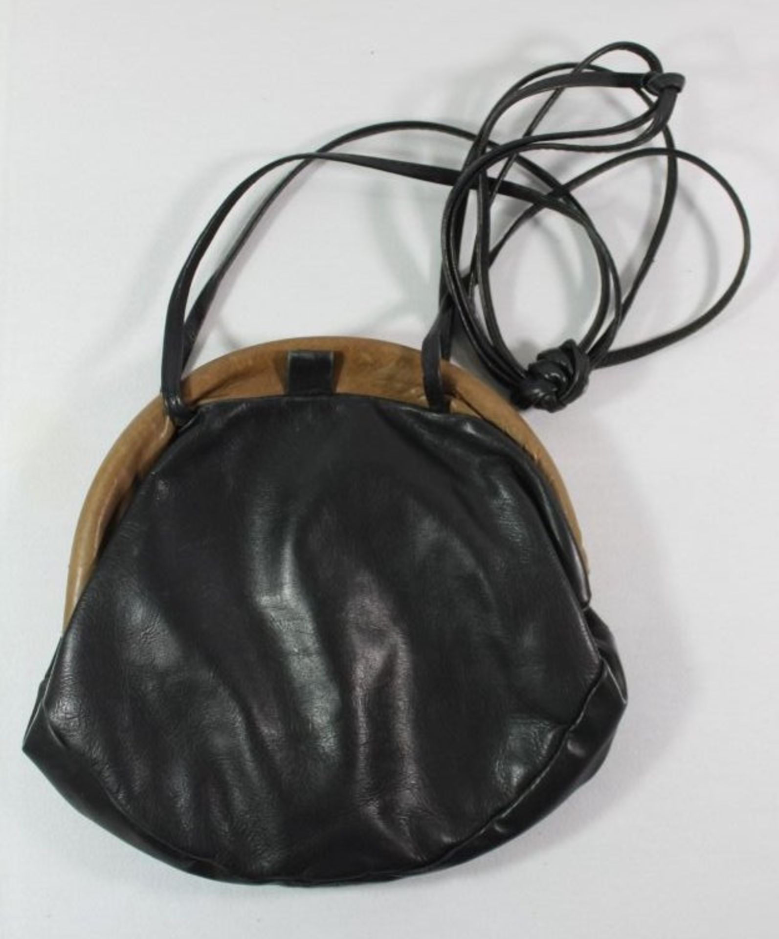 Damen-Handtasche, Leder, Mario Soppelsa, Tragespuren, 23 x 24cm.