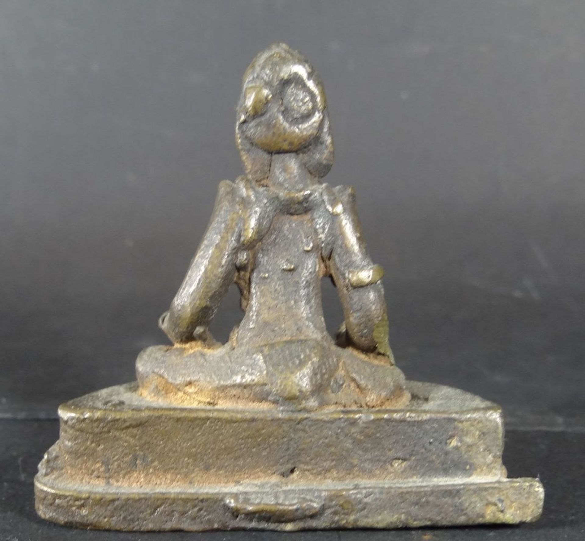 kleine alte Bronze "Ganesha", Alters-u. Gebrauchsspuren, in Sockel kl. Loch, H-6 cm, B-6 cm - Bild 3 aus 5