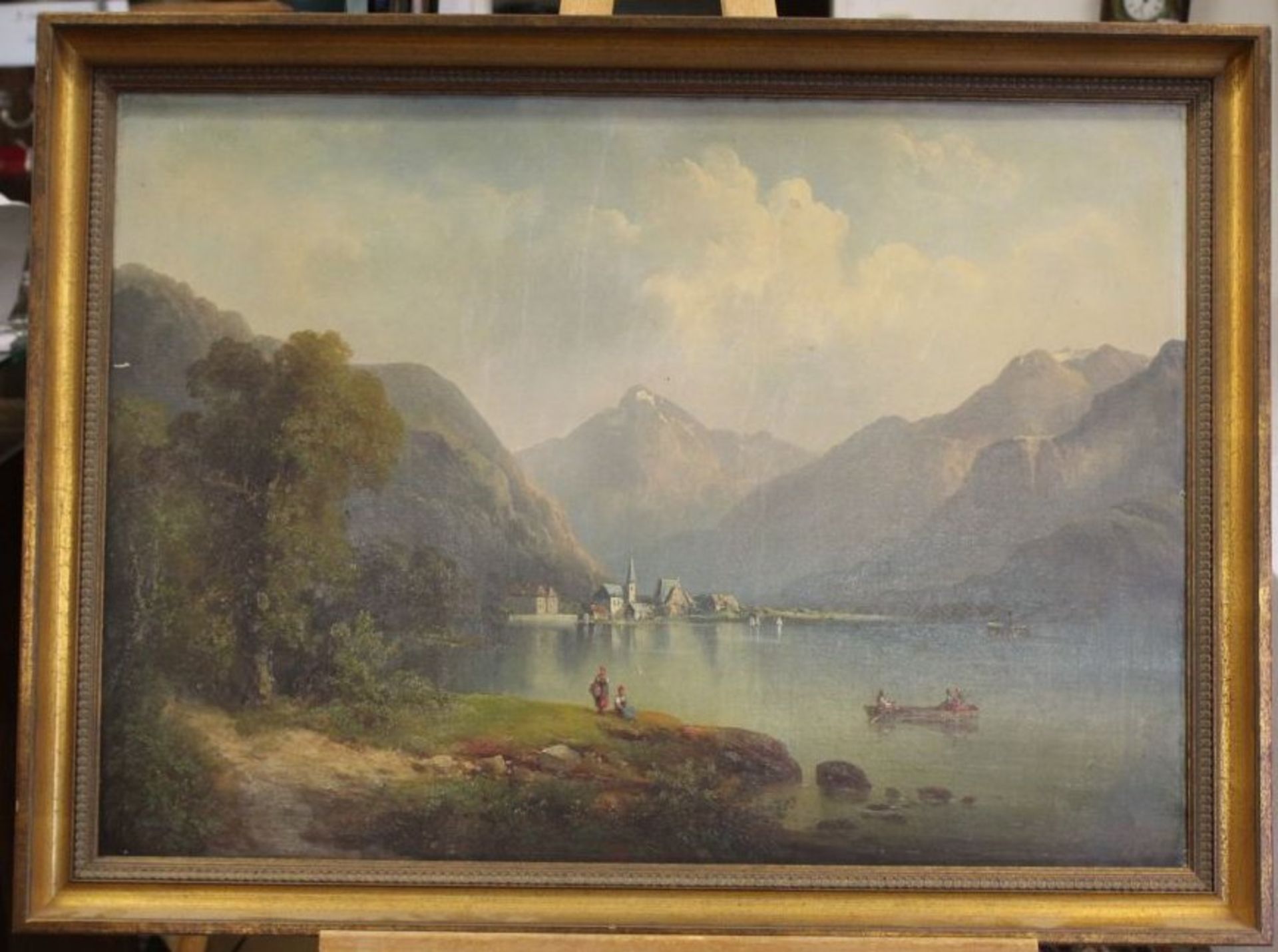 Guido HAMPE (1839-1902), romantische Landschaft, Öl/Leinwand, datiert (18)79, leicht - Bild 3 aus 3