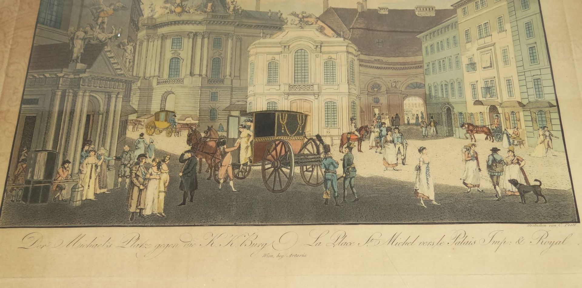 Karel POSTL (1769/74-1818) "Der Michaels Platz in Wien" Farbradierung, 32,5 x 41 cm, alt ger/ - Bild 3 aus 6