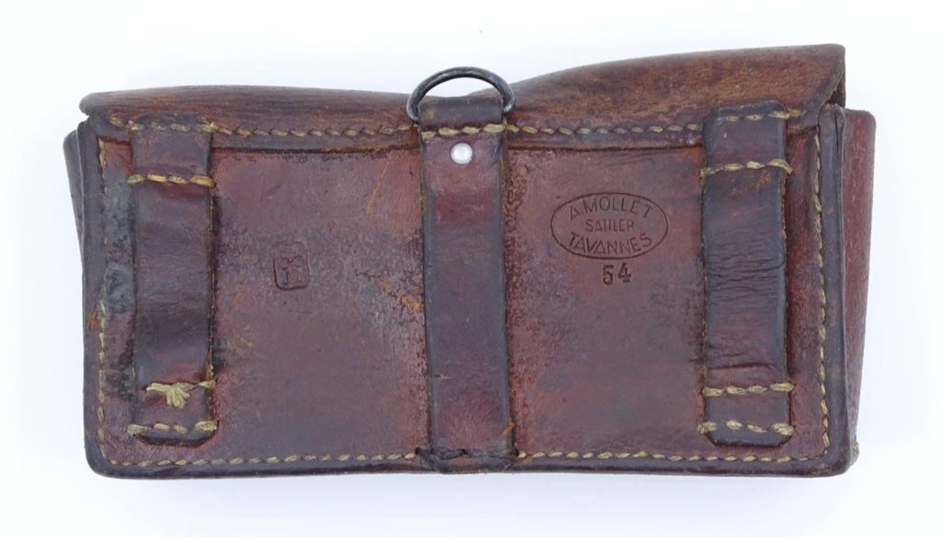 Patronentasche aus Leder,Rückseite mit Hersteller, - Bild 3 aus 6