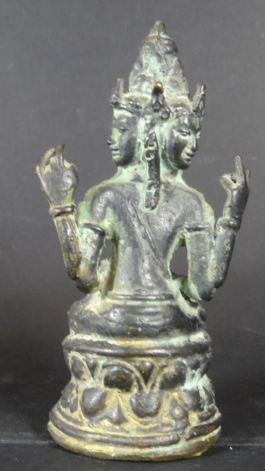 Shalinindia Hindu Götter Statue Brahma Vishnu Mahesh, Trinity, Bronze patiniert, älter, -10 - Bild 3 aus 5