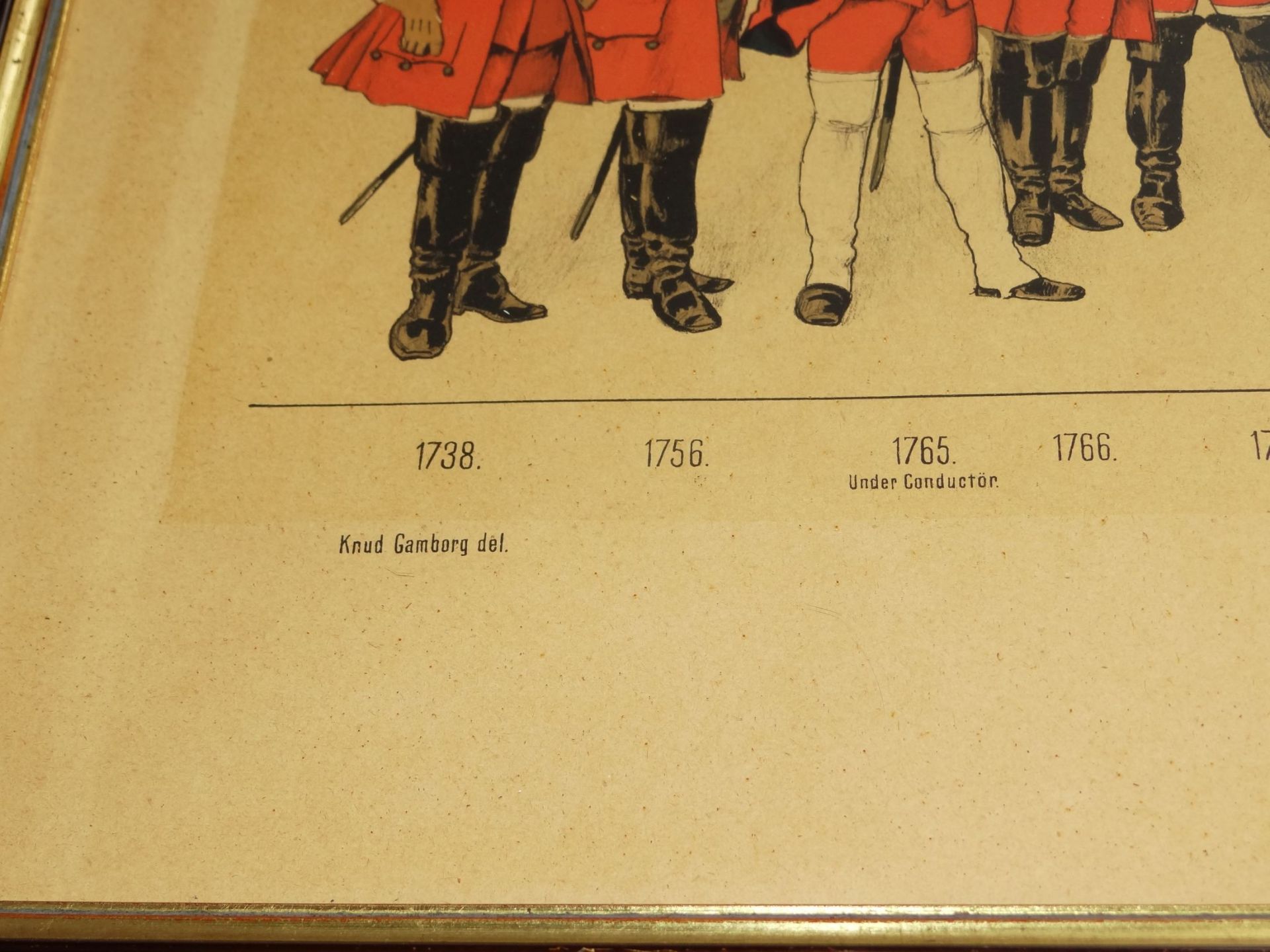 3x Uniform-Lithografien um 1860, Dänemark, ger/Glas, 1x Glas gerissen, RG 31x50 c - Bild 5 aus 7