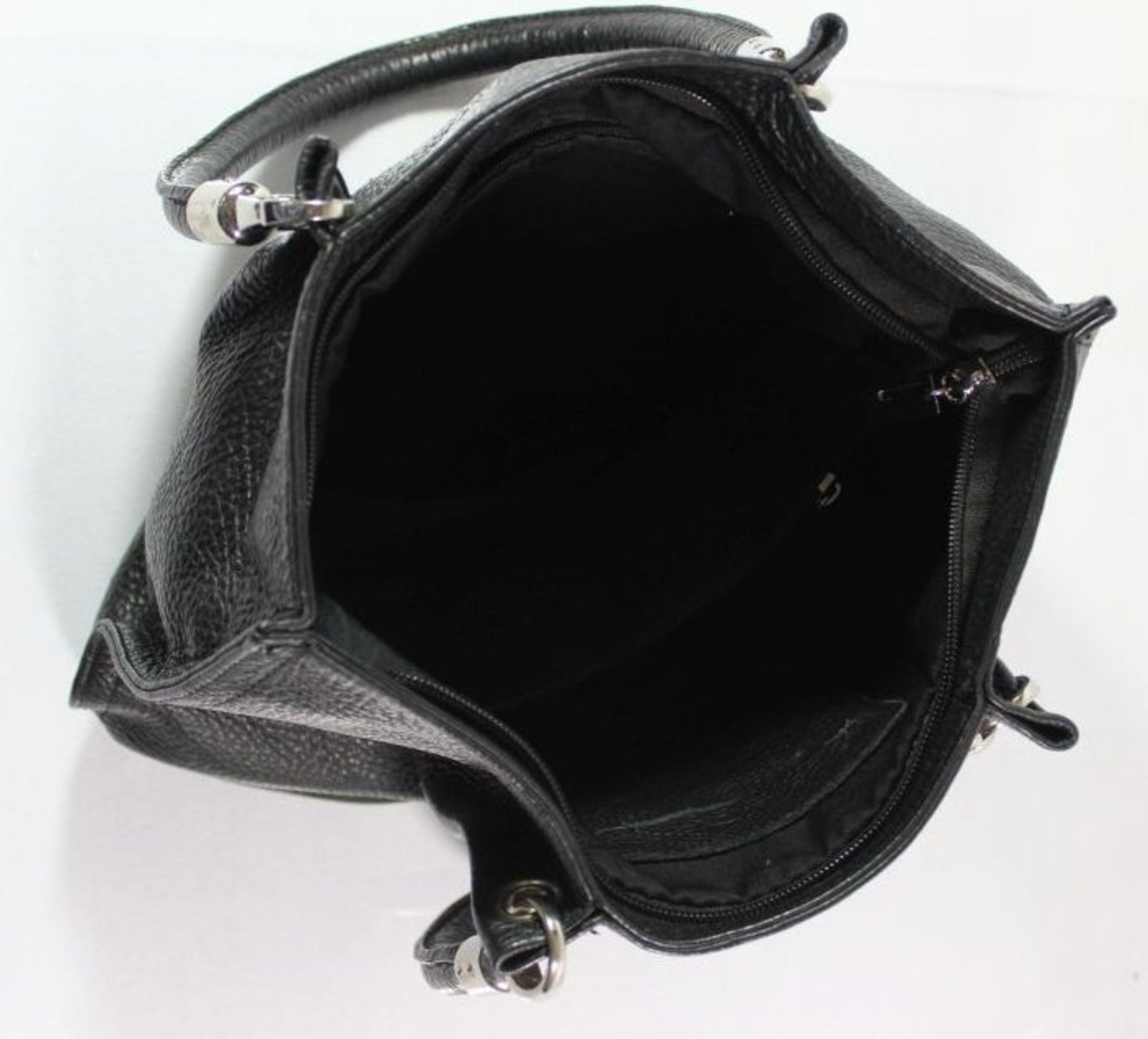 Damen-Handtasche, schwarzes Leder, 22 x 35cm. - Bild 3 aus 3