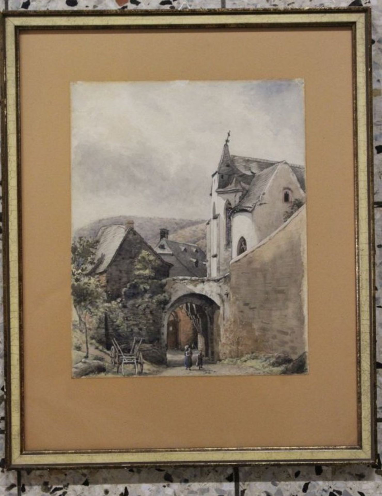 Aquarell um 1900, verso Widmung und Titel "Eidger Mosel", sowie Julius Hayne, gerahmt/Glas, RG 45 - Bild 4 aus 5