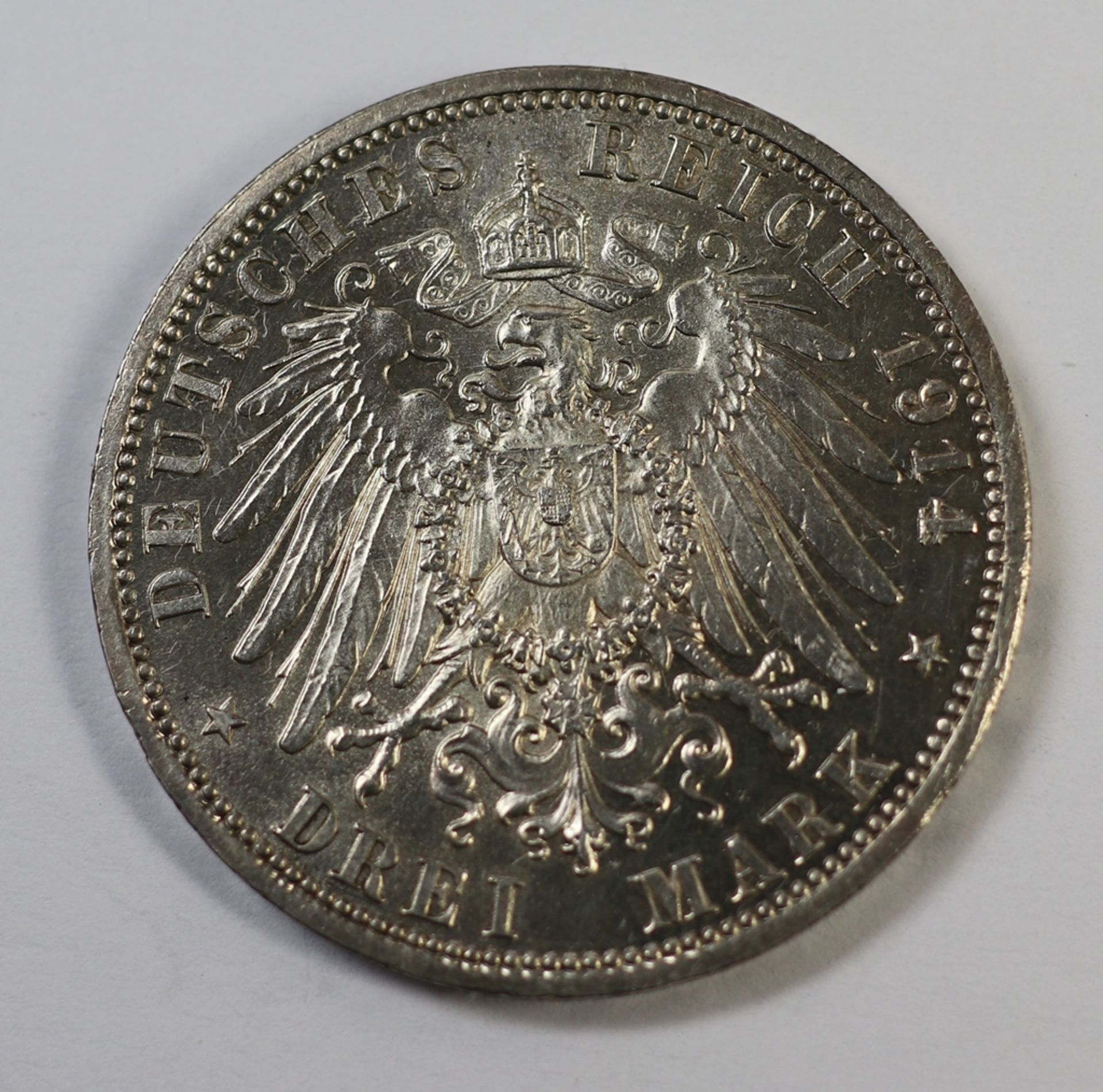3 Mark, Deutsches Reich, Friedrich II Marie Herzog u. Herzogin von Anhalt, 1914 A, vz., 16,62 gr. - Bild 2 aus 2