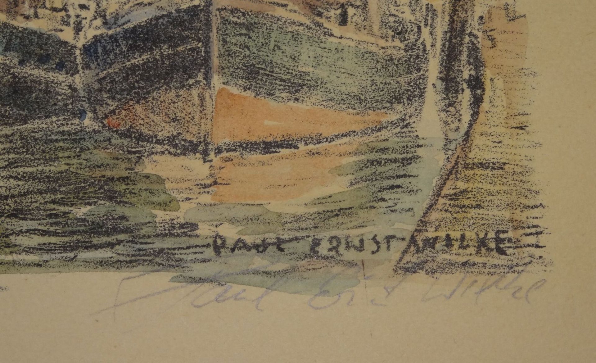 Paul Ernst WILKE (1894-1972), "An der Geeste" Farblitho, BG 33x29 cm - Bild 3 aus 4