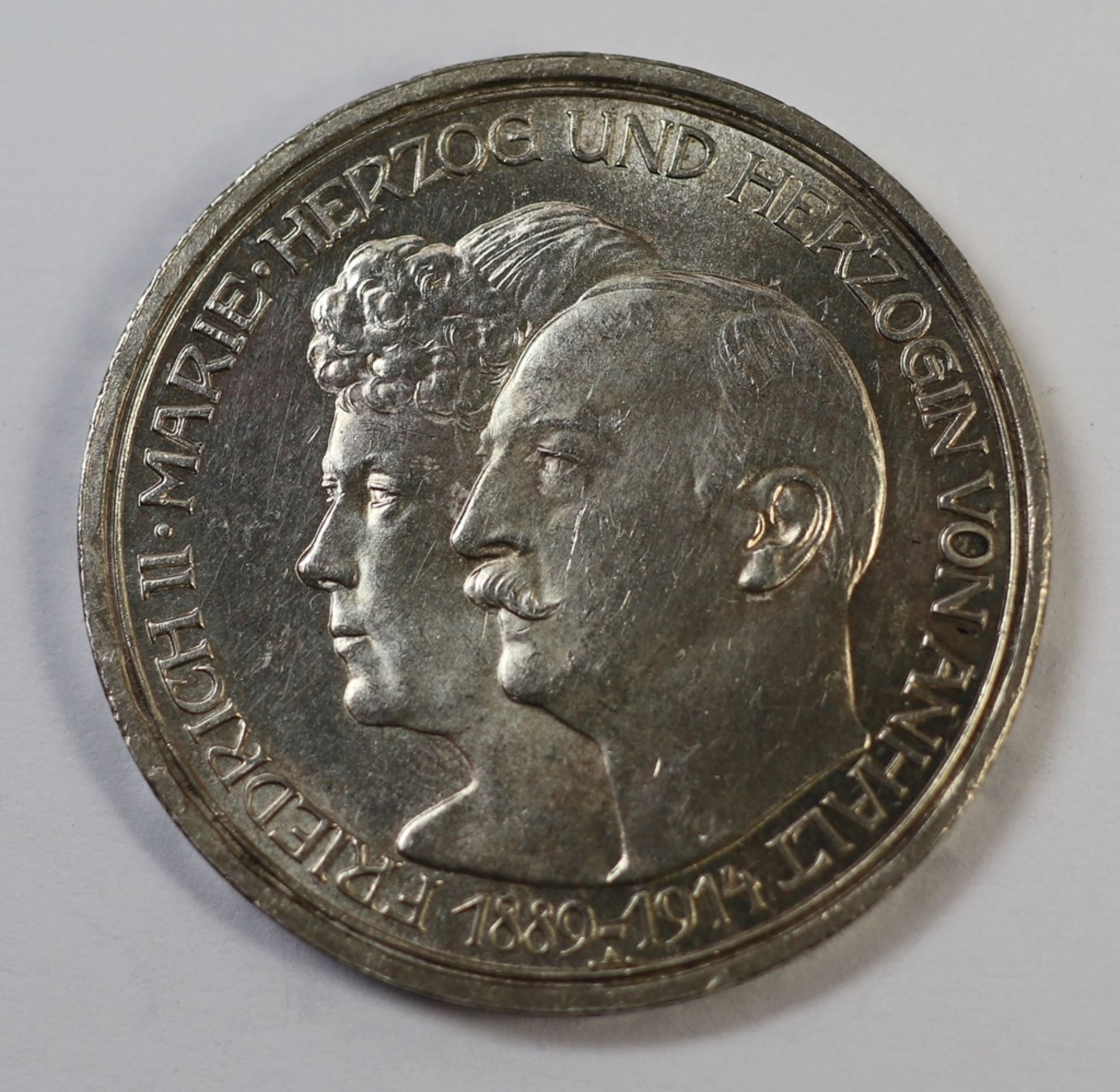 3 Mark, Deutsches Reich, Friedrich II Marie Herzog u. Herzogin von Anhalt, 1914 A, vz., 16,62 gr.