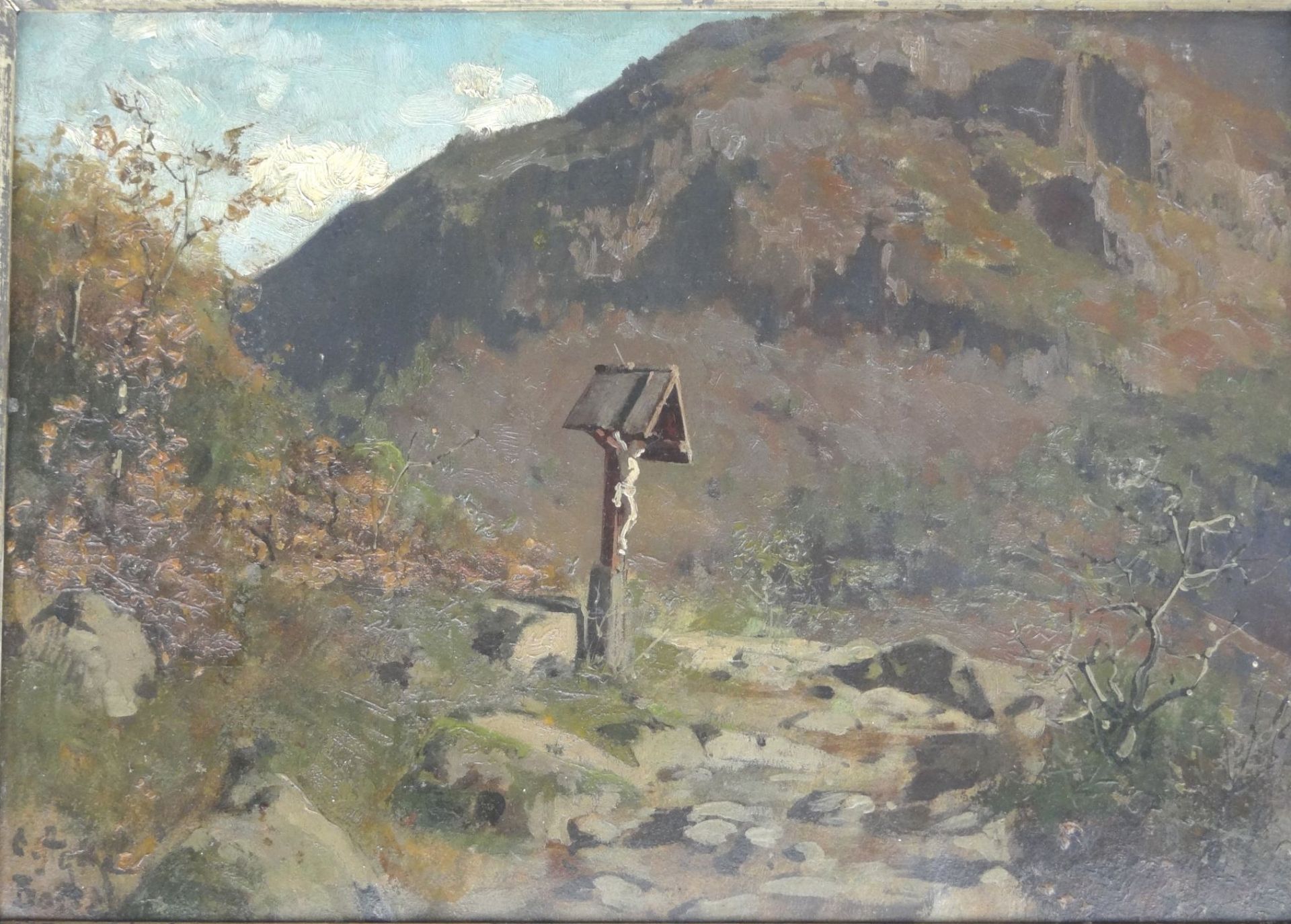 Curt AGTHE (1862-1943), " Am Calvarierenberg bei Bozen", um 1890, Öl/Malfaser, 24x35 cm, gerahmt, RG