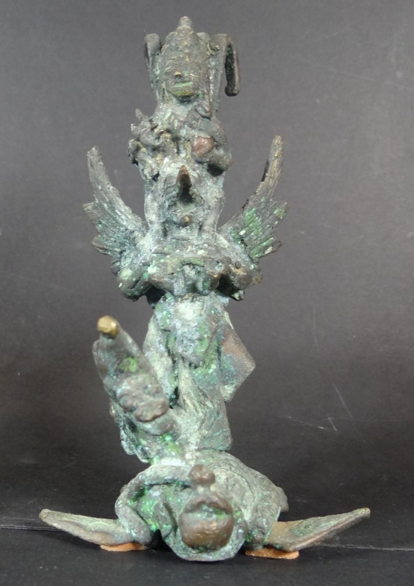 indische Göttheit Garuda, Bronze, älter, stark patiniert, H-12,5