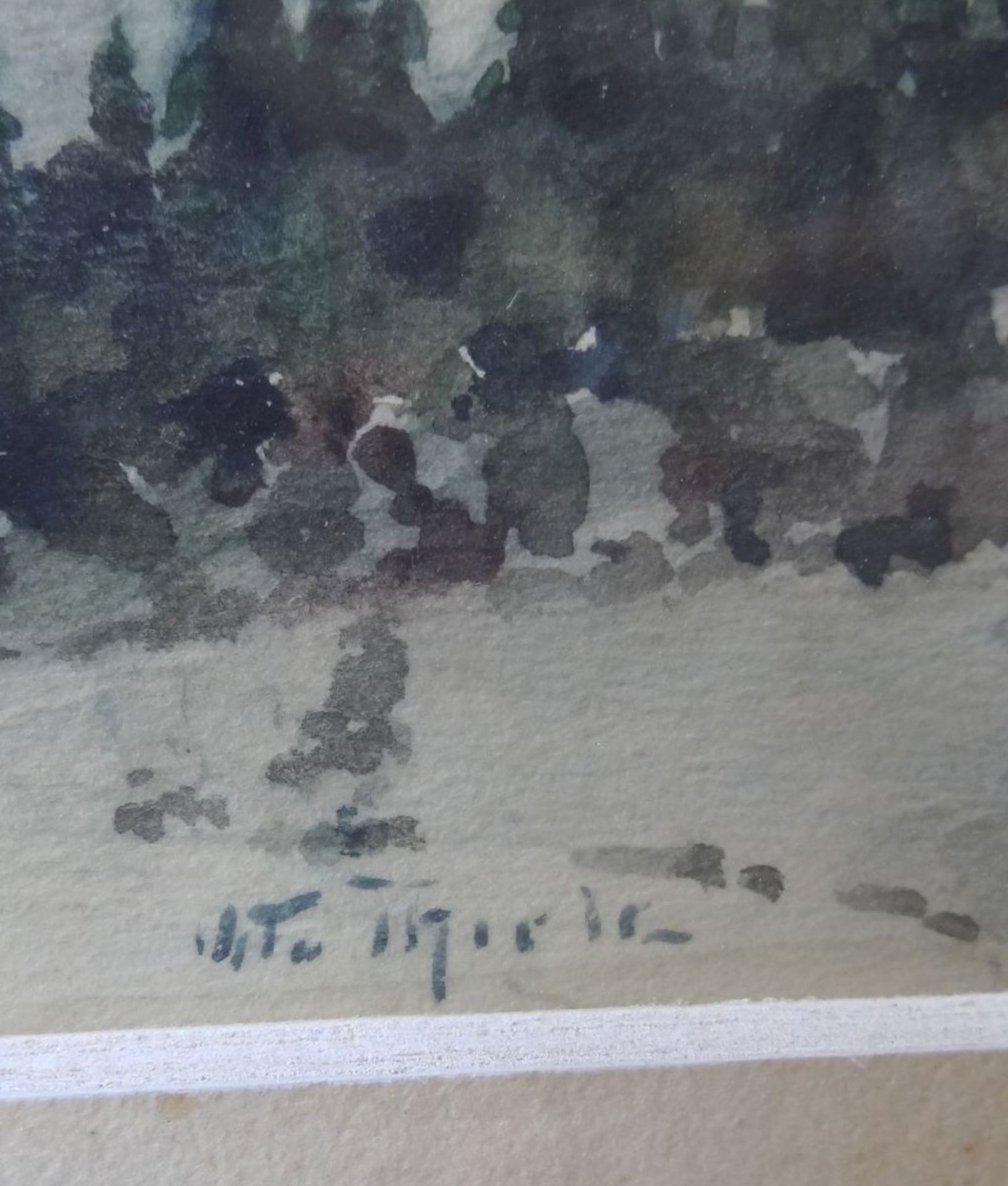 Otto THIELE (1870-1955), 3 Aquarelle, 2xdiv. Landschaften, 1x Strassenansicht, gleich gerahmt, RG - Bild 7 aus 7