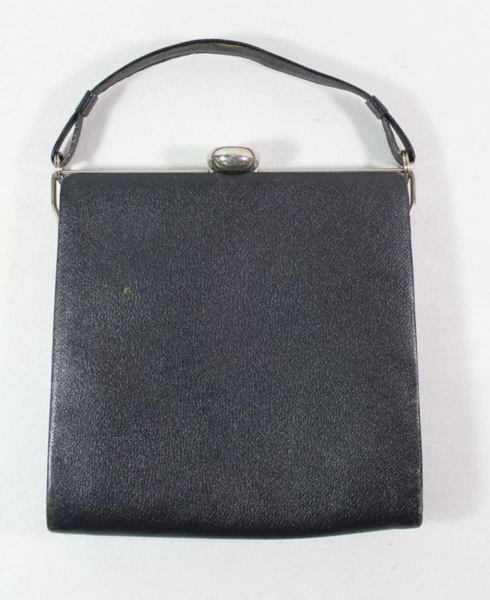 Damen-Handtasche, Leder, Tragespuren, 19 x 19cm. - Bild 2 aus 3