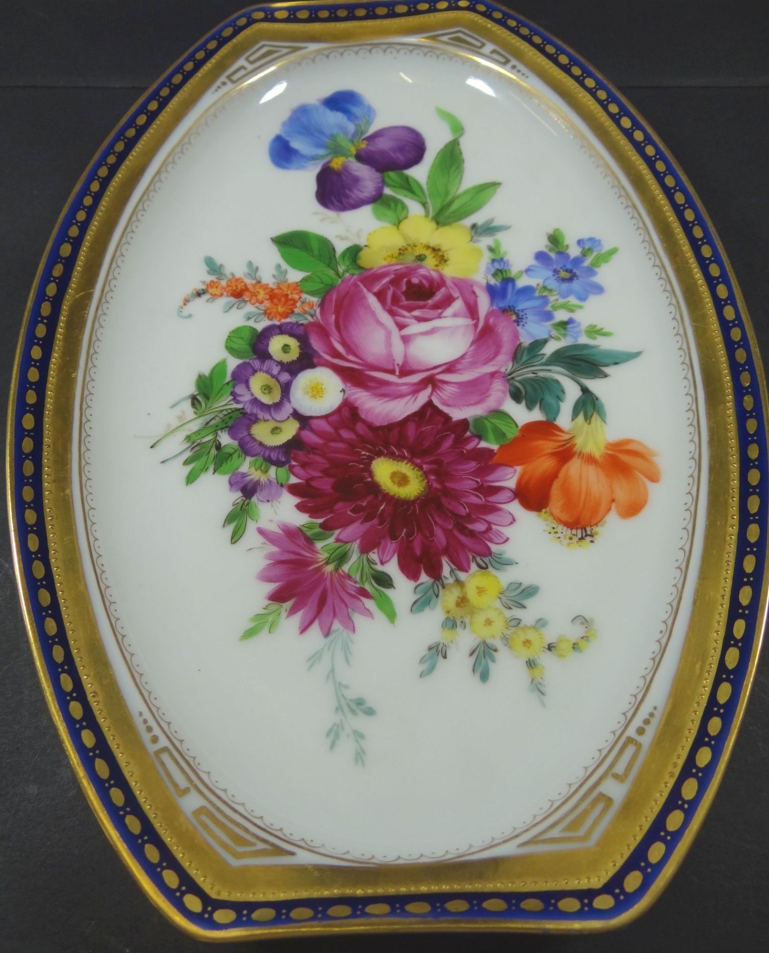 Prunkplatte "Dresden" Helena Wolfsohn, Blumenmalerei, 27x17 cm - Bild 4 aus 6