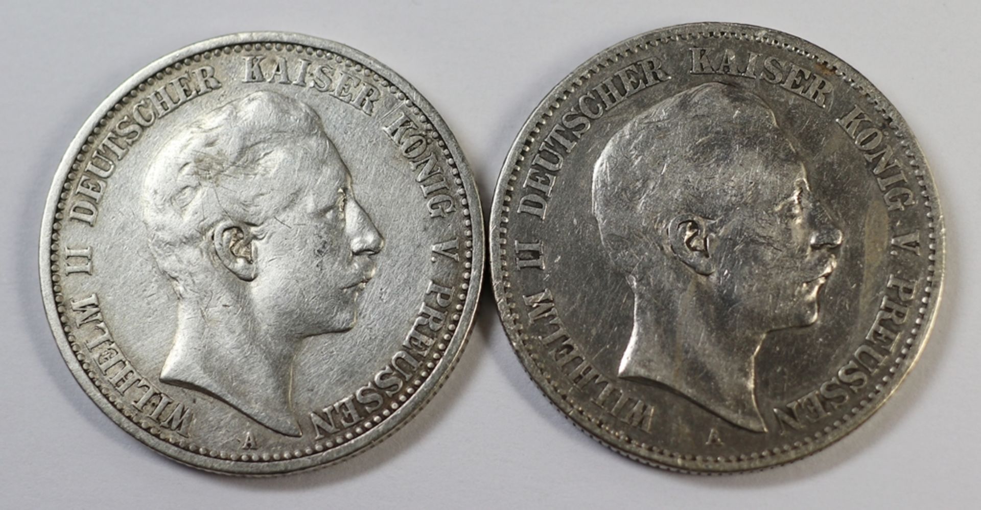 2x Wilhelm II. Deutscher Kaiser König v. Preussen1903 A + 1898 A, ss-vz. , 21,98 gr. zus