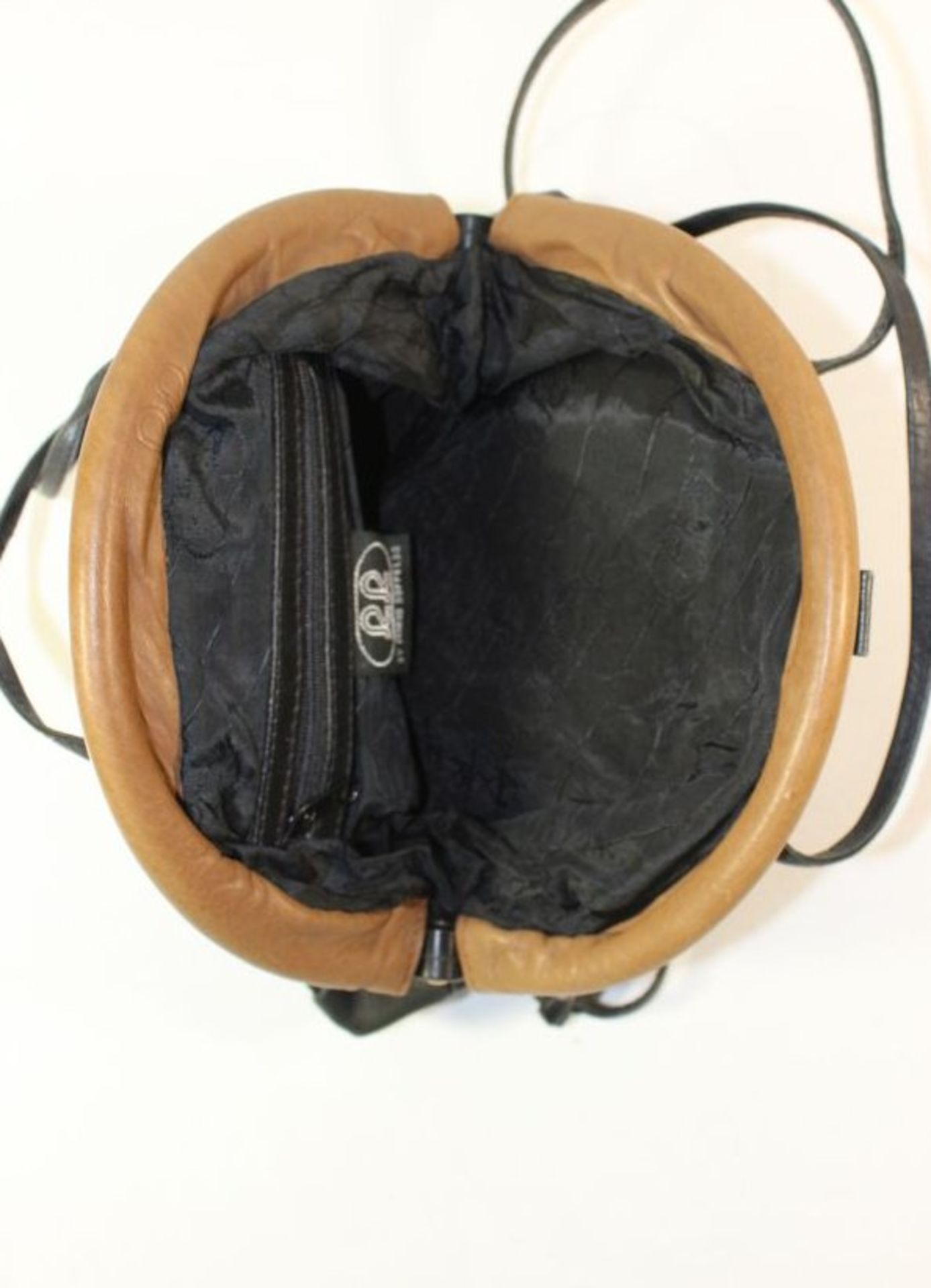 Damen-Handtasche, Leder, Mario Soppelsa, Tragespuren, 23 x 24cm. - Bild 3 aus 4
