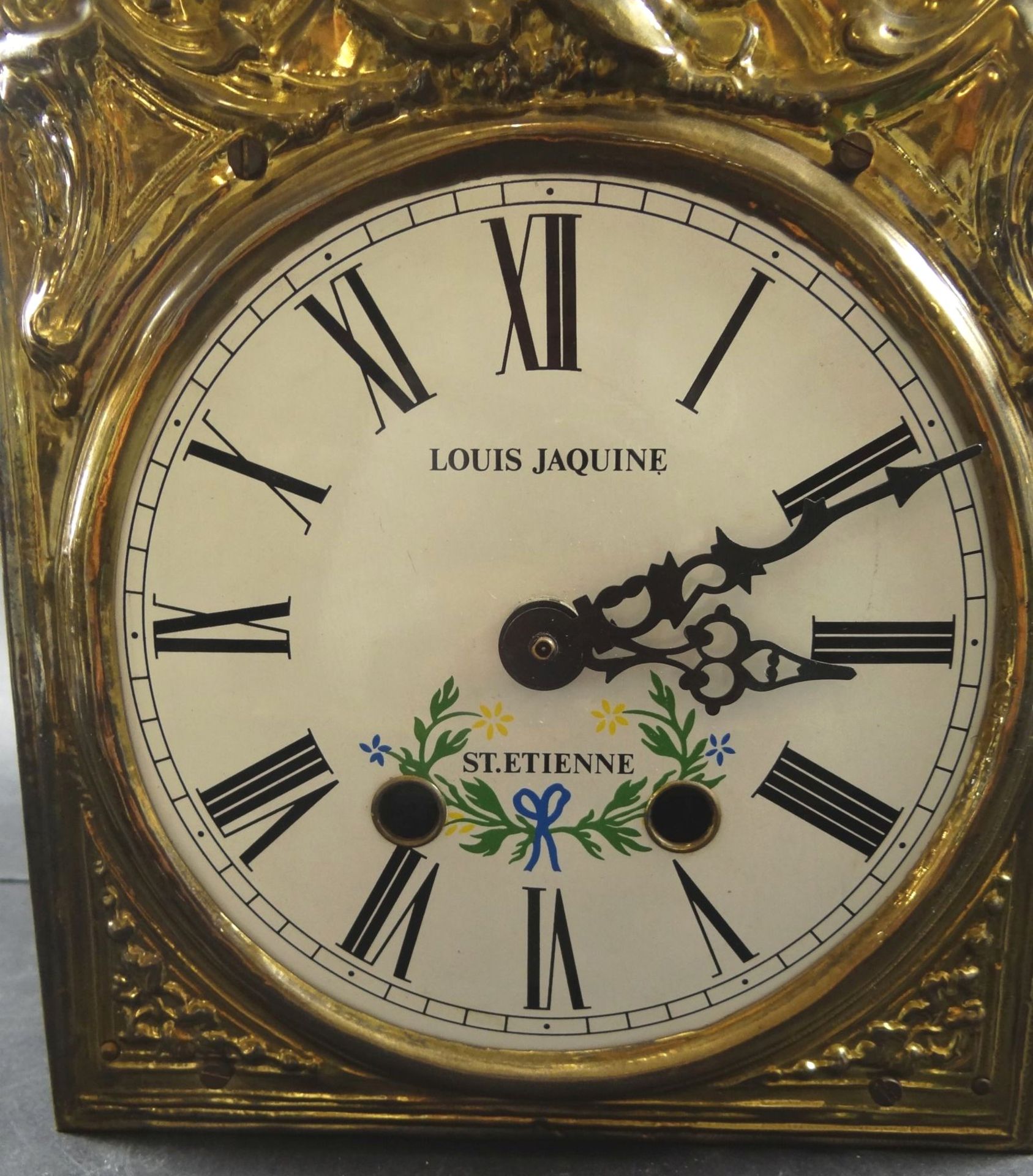 Burgunder-Uhr mit Lyrapendel, Nachbau mit Batteriewerk, 25x17 cm - Bild 4 aus 6