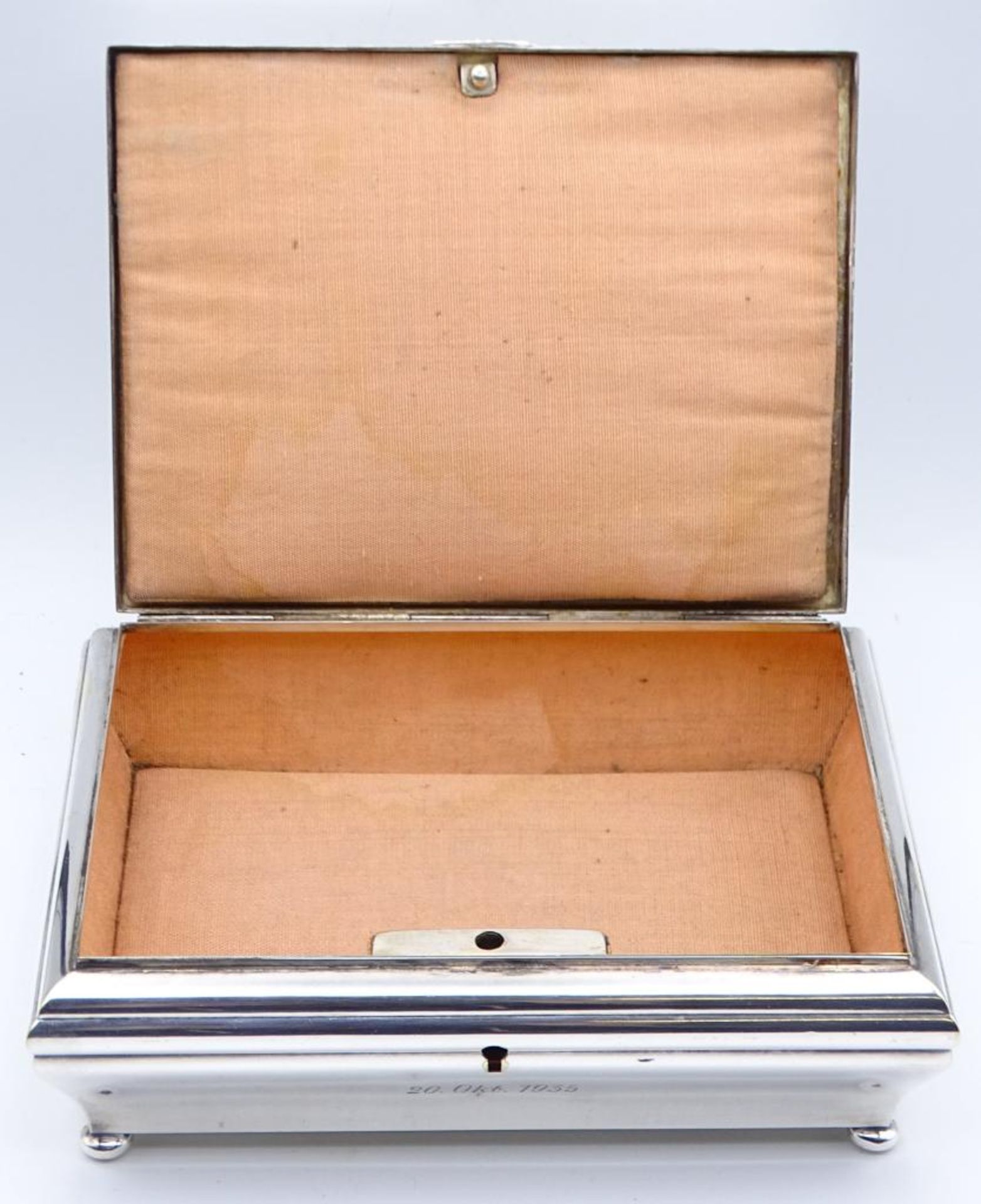 Wohl Zigarrenkasten,abschließbar, WMF,Ziermonogramm, datiert 1935,versilbert,guter Zustand, 13, - Bild 5 aus 9