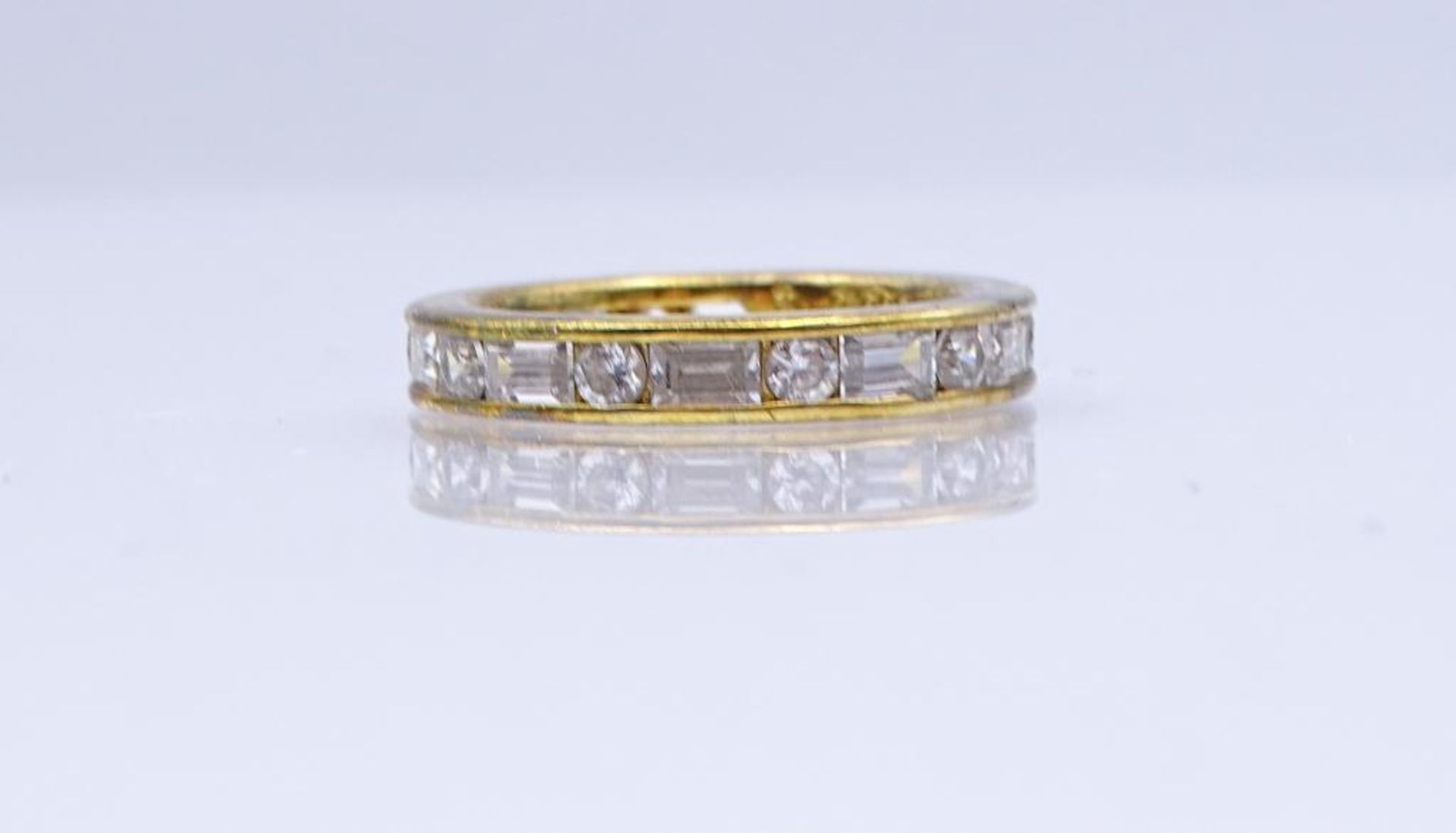 Ring Silber 925/000 vergoldet, mit rund und baguetteförmig fac. Zirkonia, RG 53, 3,5 g- - -22.61 % - Bild 3 aus 3