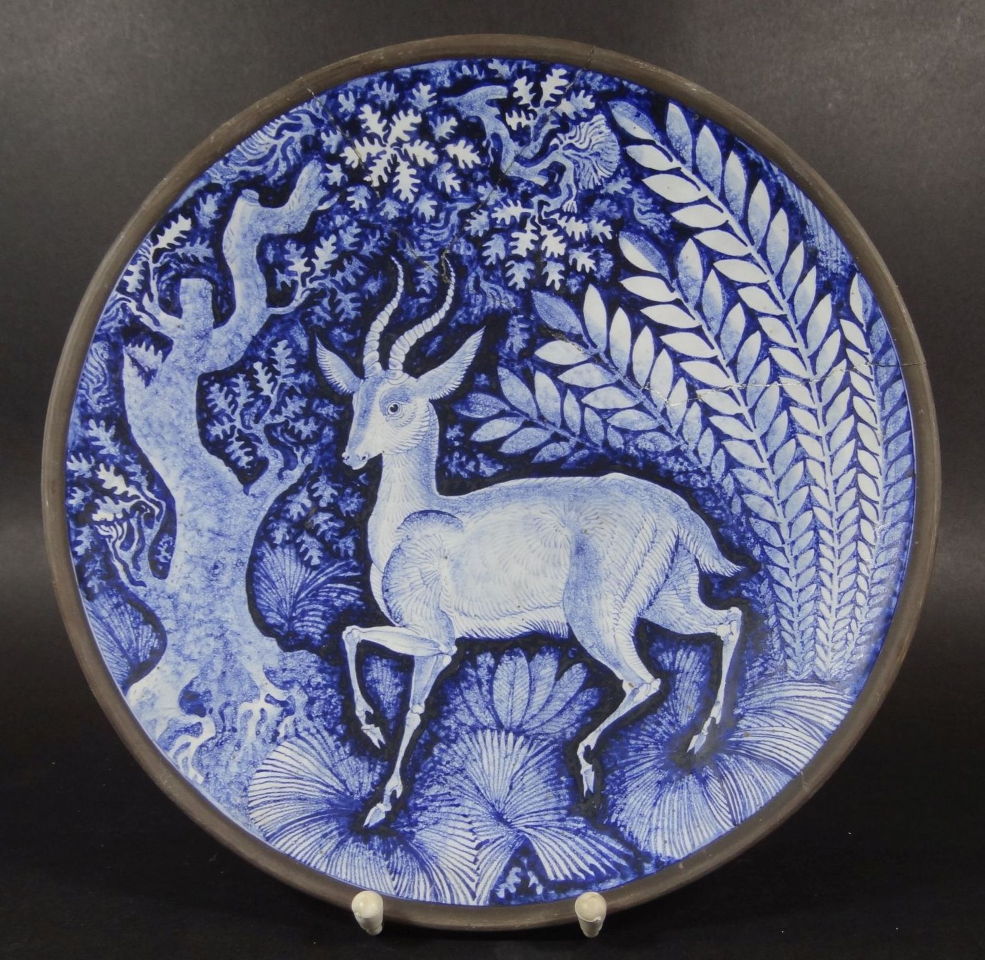 Siegfried MÖLLER (1896-1970), Keramikschale bemalt mit Antilope, verso signiert,Schale geklebt, H-