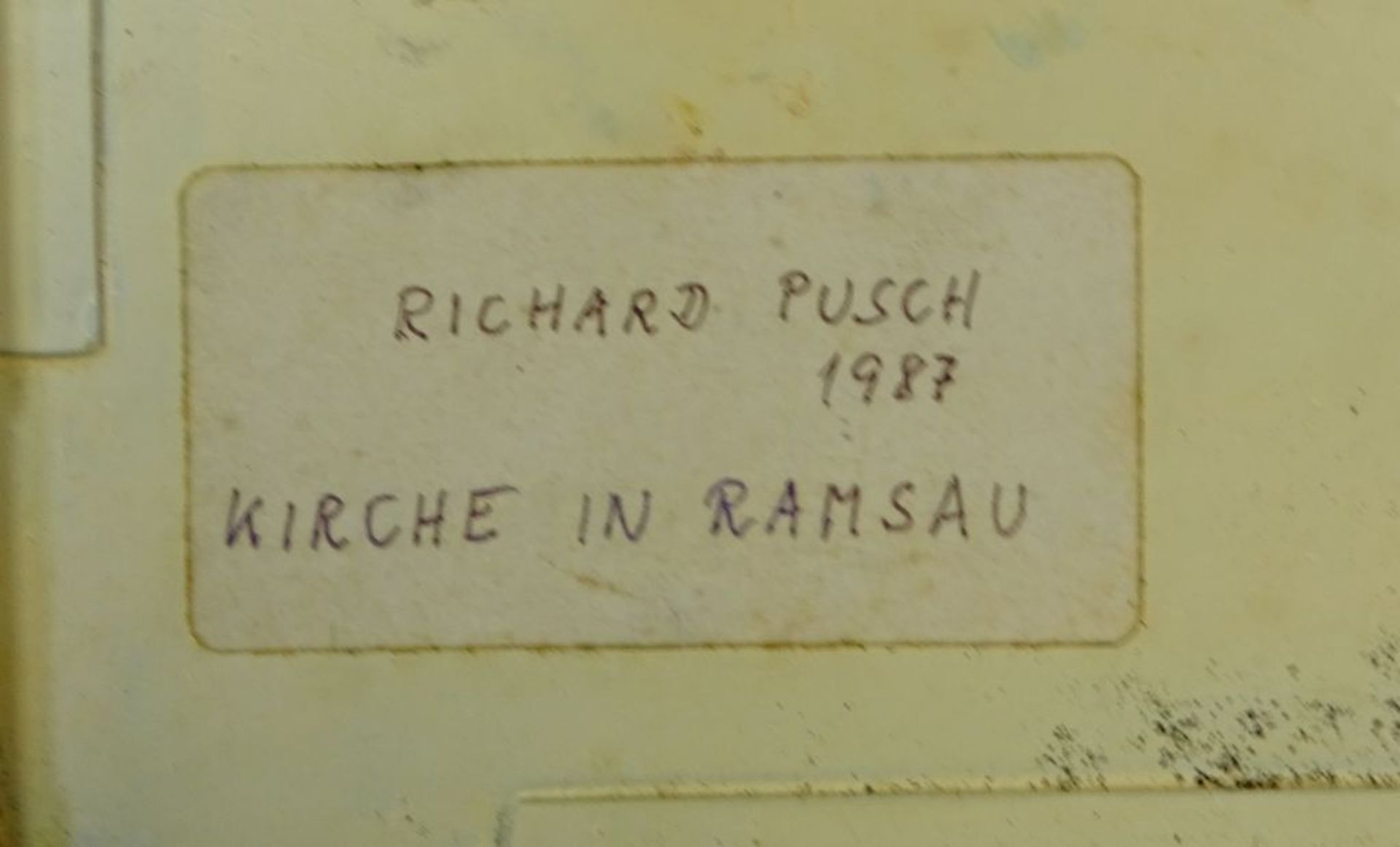 Emaille Bild "Kirche in Ramsau",Richard Pusch 1987, 18,5x25,5cm- - -22.61 % buyer's premium on the - Bild 4 aus 4