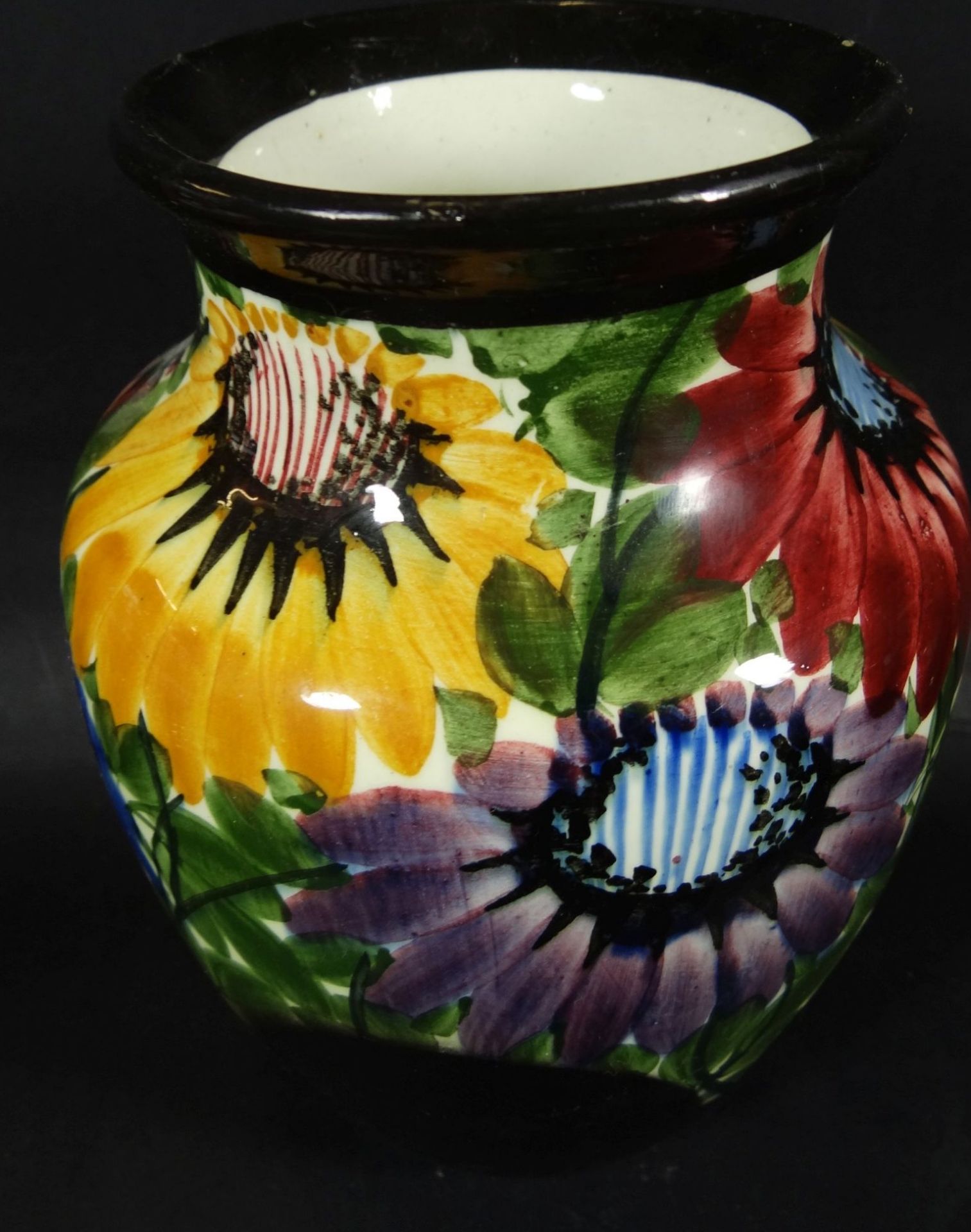 gr. Vase mit Blumenmalerei "Elmshorn" Handmalerei, H-23 cm- - -22.61 % buyer's premium on the hammer - Bild 4 aus 5