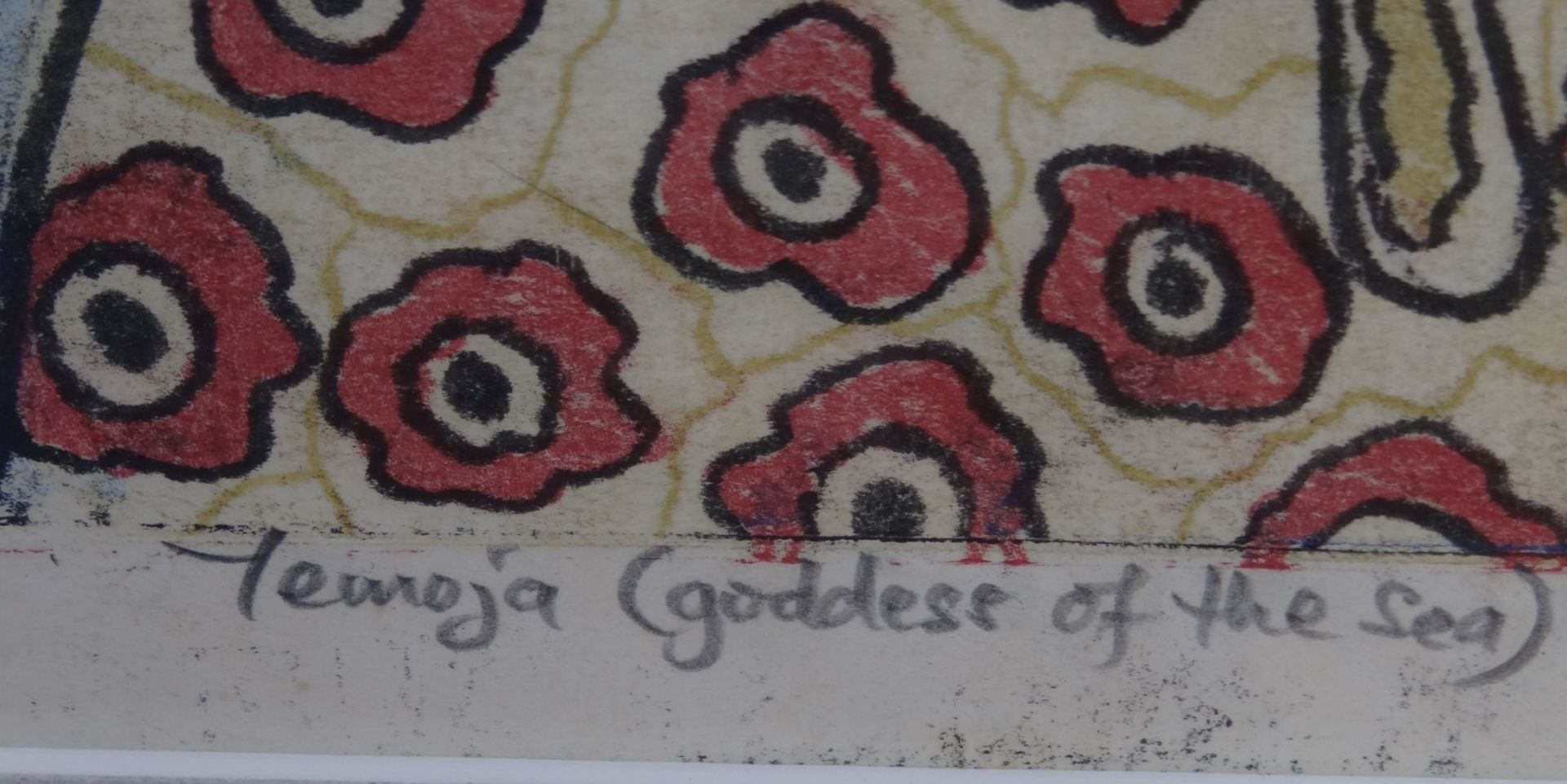 Bayo OGUNDELE (1949) "Jemoja, Goddess of the sea", 1993, Monotypie, ger/Glas, RG 54x43 cm- - -22. - Image 3 of 5
