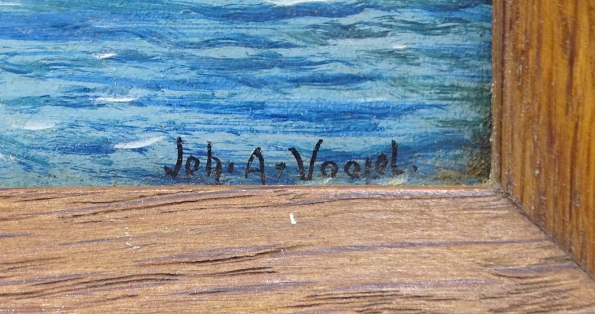 kl. Gemälde Cuxhaven "Alte Liebe",unten rechts signiert Joh.A.Vogel, Öl/Malfaser, gerahmt, RG - Image 3 of 4