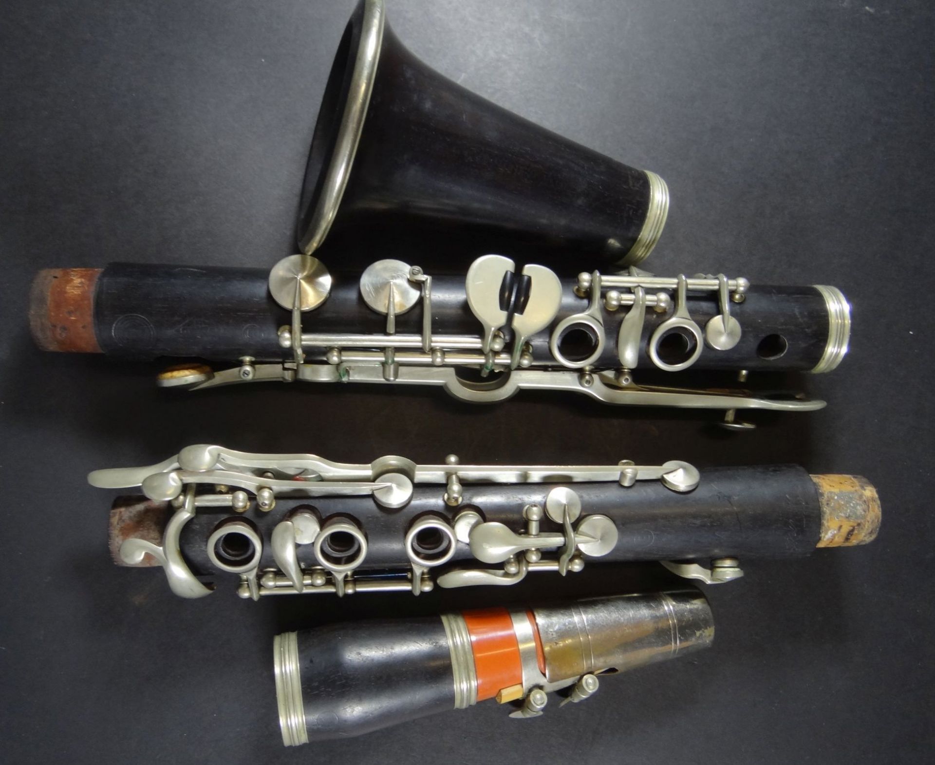 alte B- Klarinette in Koffer, Klarinette L-66 cm, Alters-u. Gebrauchsspuren, undeutl. Hersteller,- - - Bild 5 aus 9