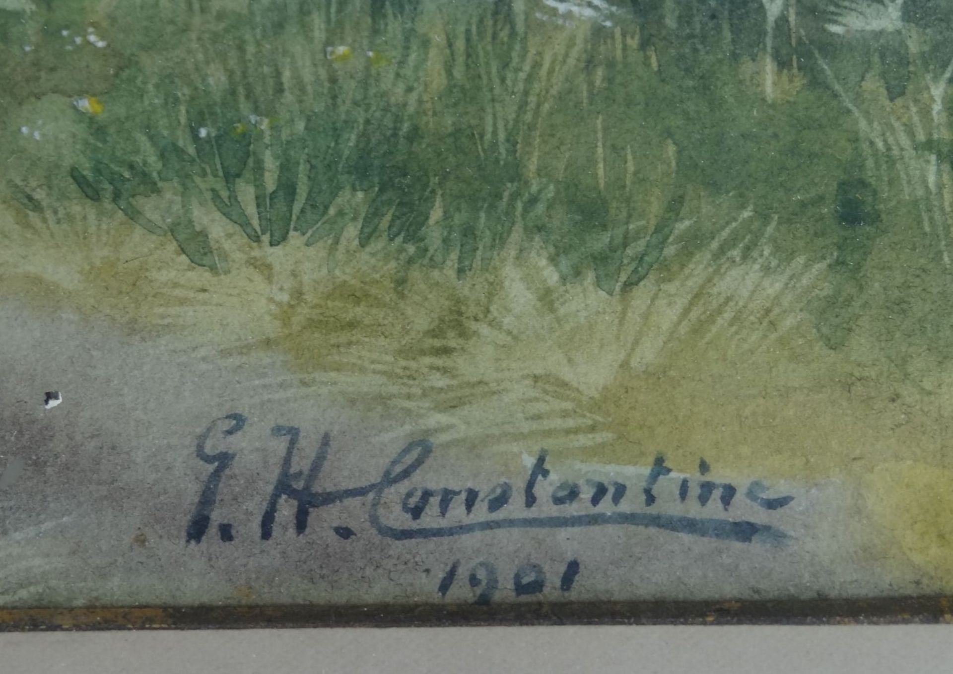 George Hamilton CONSTANTINE (1878-1967), 1901 "Kühe auf der Weide", Aquarell, alt ger/Glas, RG 60x75 - Bild 3 aus 3