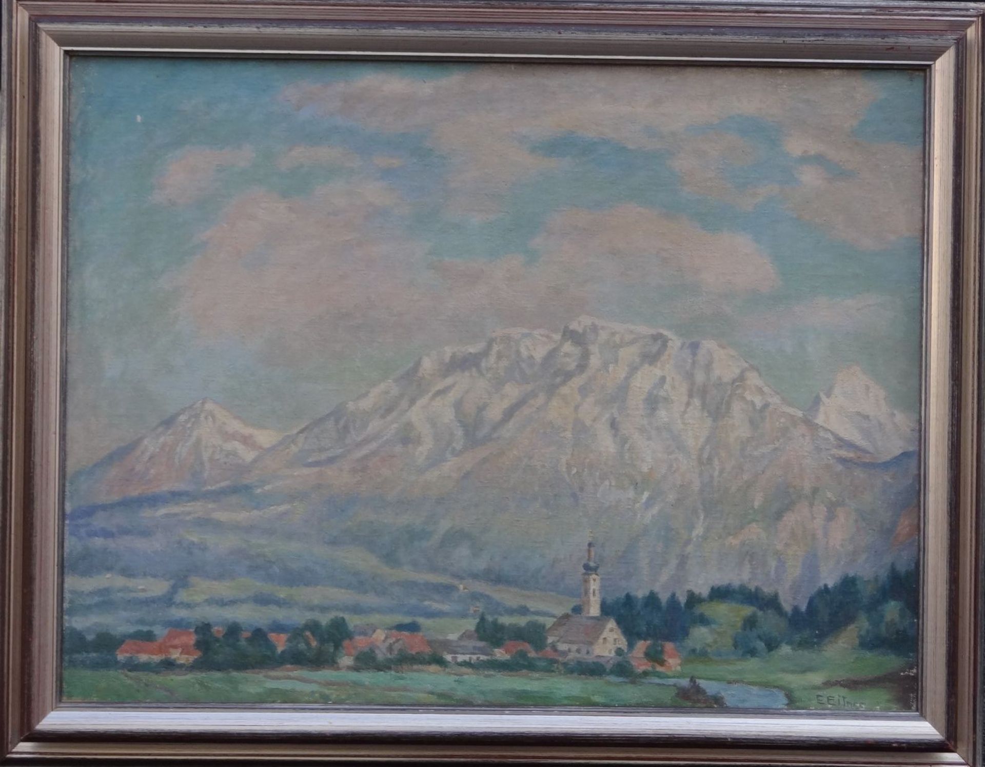 Ernst EITNER (1867-1955) "Dorf im Tal" (Garmisch?), Öl/Leinen, gerahmt, RG 72x92 c- - -22.61 % - Bild 2 aus 5