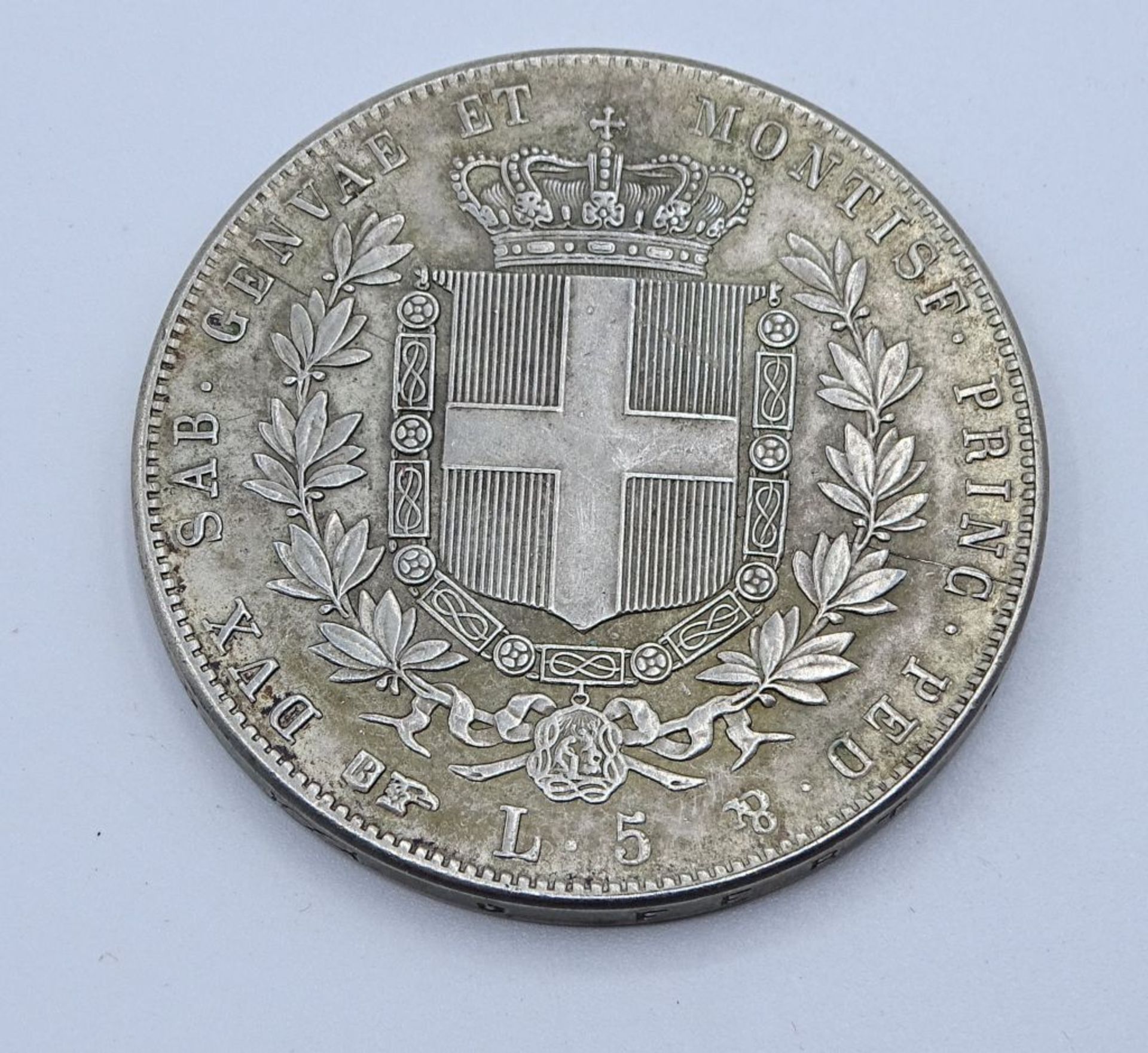 5 Lire, 1856,Victorius Emmaneul II- - -22.61 % buyer's premium on the hammer priceVAT margin scheme, - Bild 2 aus 2