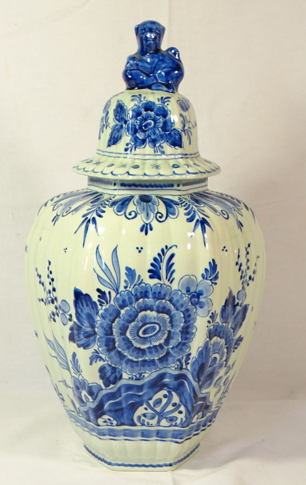 Große Deckelvase Royal Delft - Koninklijke ,blaues florales Dekor,H-39c- - -22.61 % buyer's