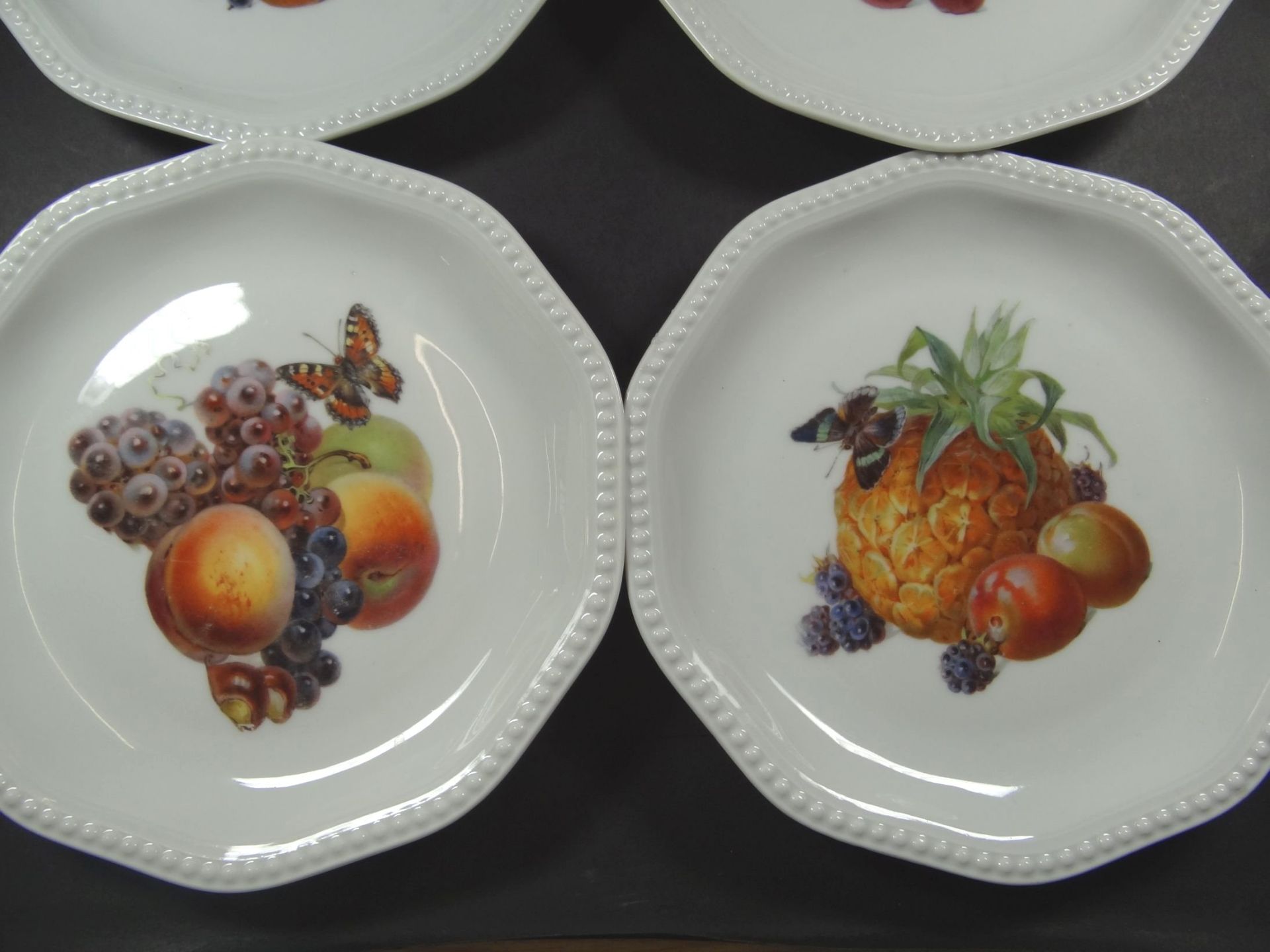 6x Obstteller mit Früchtedekor "Rosenthal" Mod. Ph. Rosenthal, D-20 cm, 1x Unterseite Rand mit - Bild 5 aus 8
