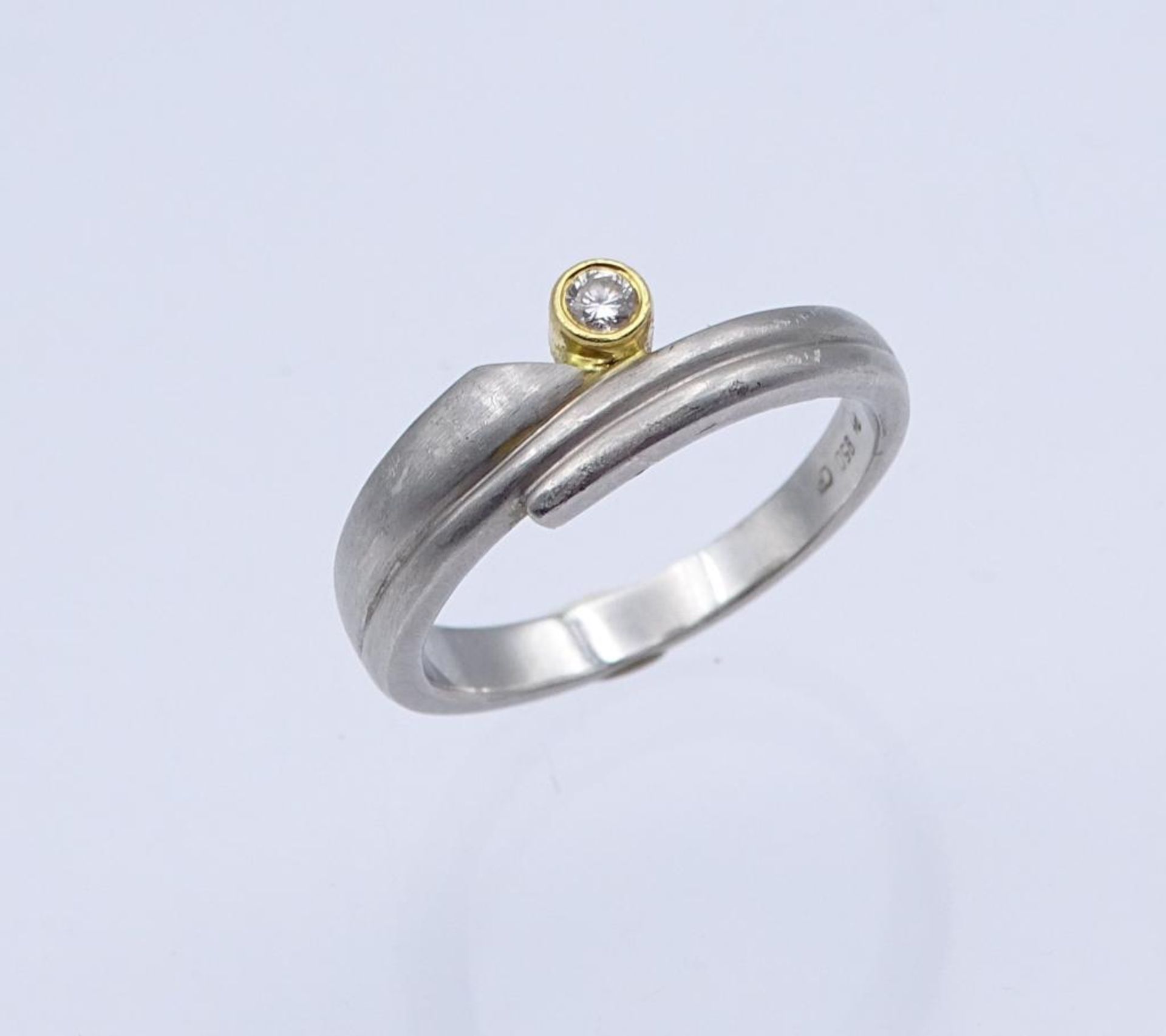 Platin Ring 950/000 und Gold um 22K ,Brillant Besatz ca.0,05ct.,6,3gr., RG 54- - -22.61 % buyer's