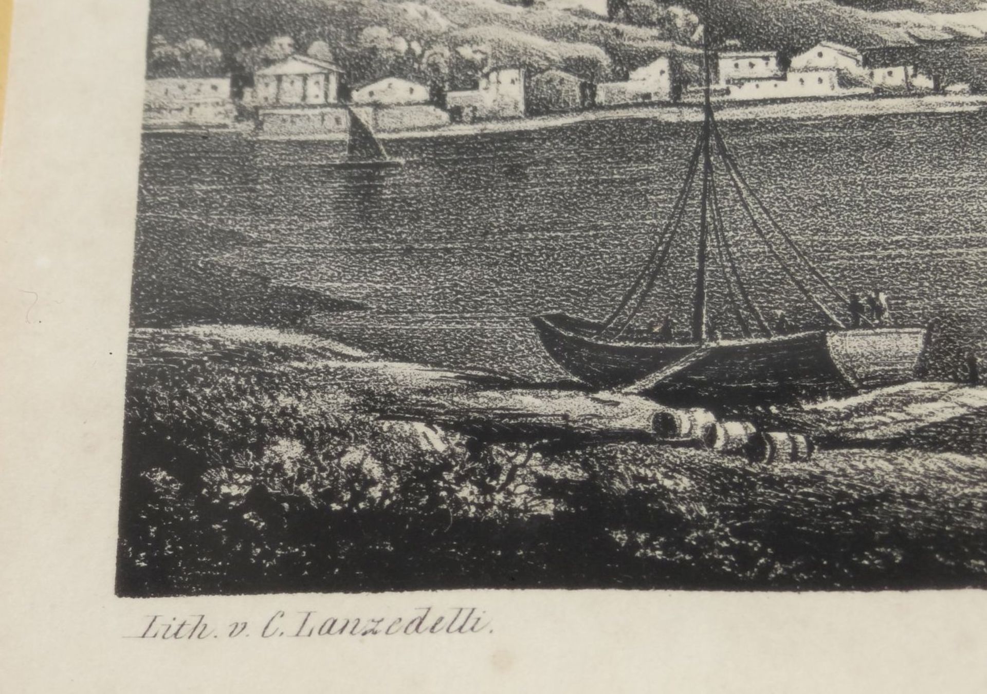Ansicht von Balaclava" originale Kreide-Lithographie ca.16x21cm (Darstellung/image size) von C. - Bild 4 aus 5