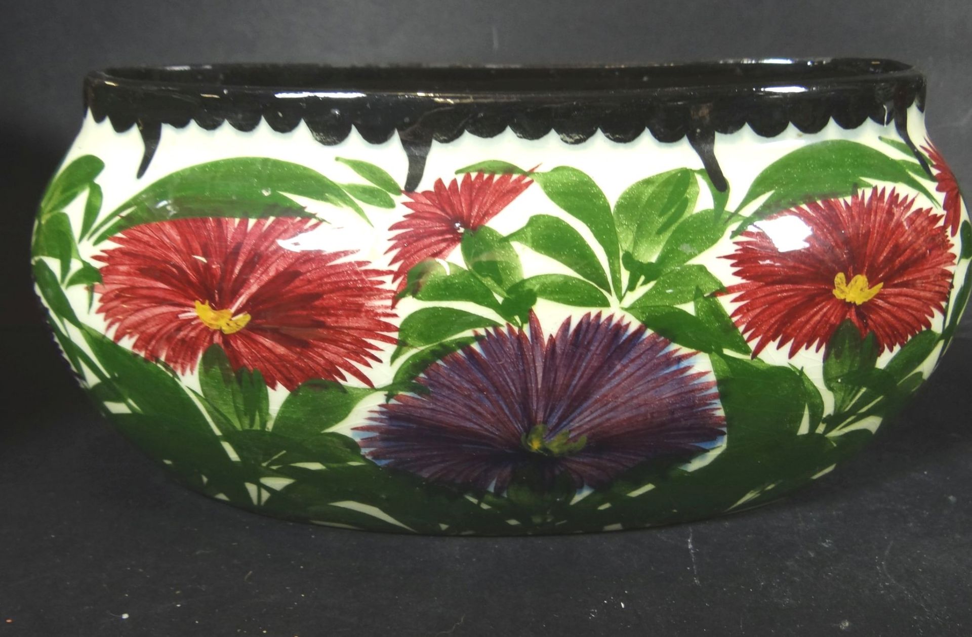 Jardiniere mit floralen Dekor "Elmshorn" Handmalerei, H-10 cm, 21x10 cm- - -22.61 % buyer's - Bild 2 aus 4