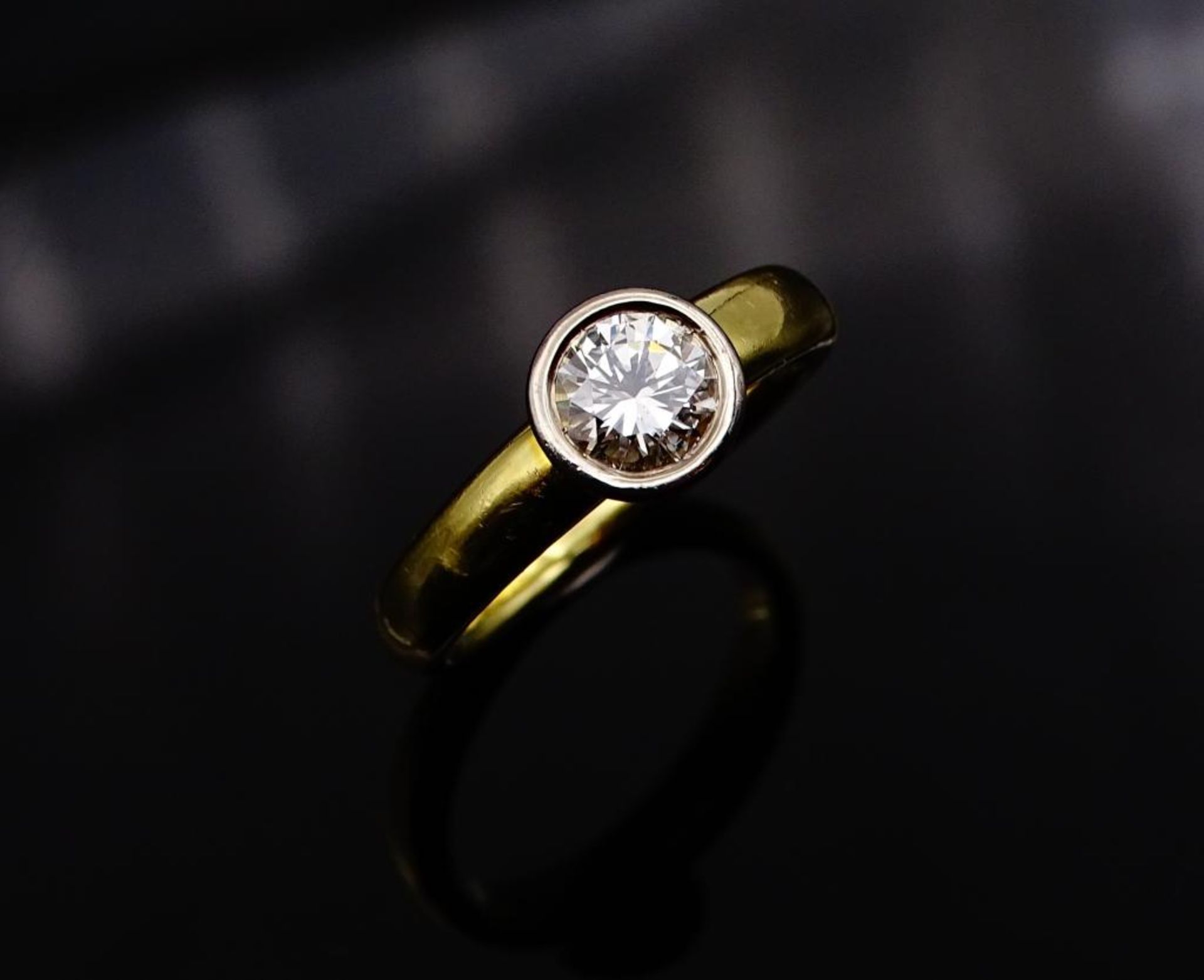 Solitär Brillant Ring, Gold 750/000, Brillant 0,54ct.,tw/si, inkl.Zertifikat und Rechnung, - Bild 8 aus 9