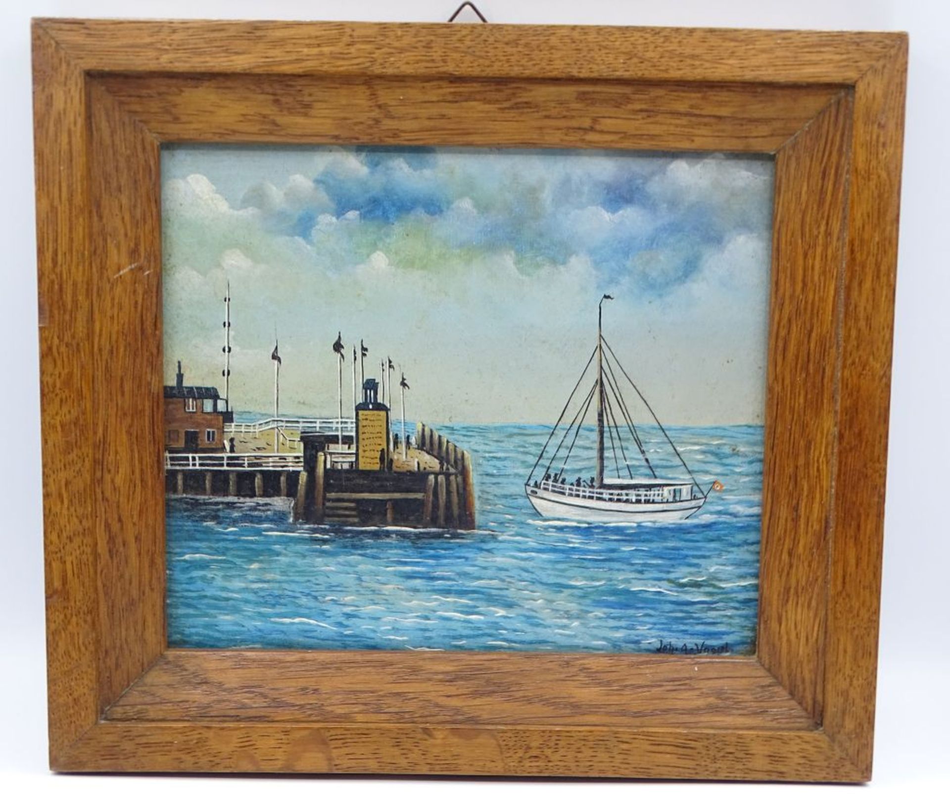 kl. Gemälde Cuxhaven "Alte Liebe",unten rechts signiert Joh.A.Vogel, Öl/Malfaser, gerahmt, RG