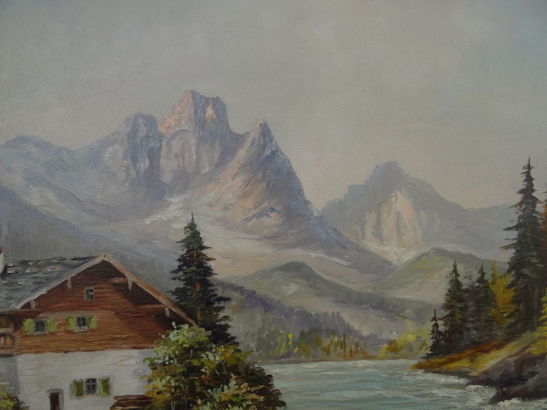 Fritz KOHLSCHMIDT (XX) "Alpine Landschaft", Öl/Leinen, gut gerahmt, RG 77x92 c- - -22.61 % buyer's - Bild 4 aus 6