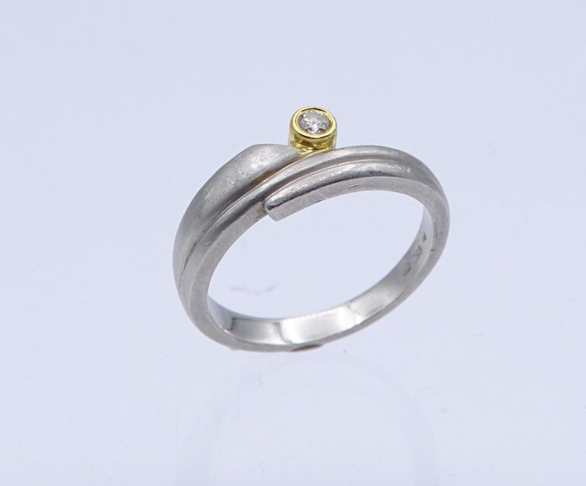 Platin Ring 950/000 und Gold um 22K ,Brillant Besatz ca.0,05ct.,6,3gr., RG 54- - -22.61 % buyer's - Bild 2 aus 4