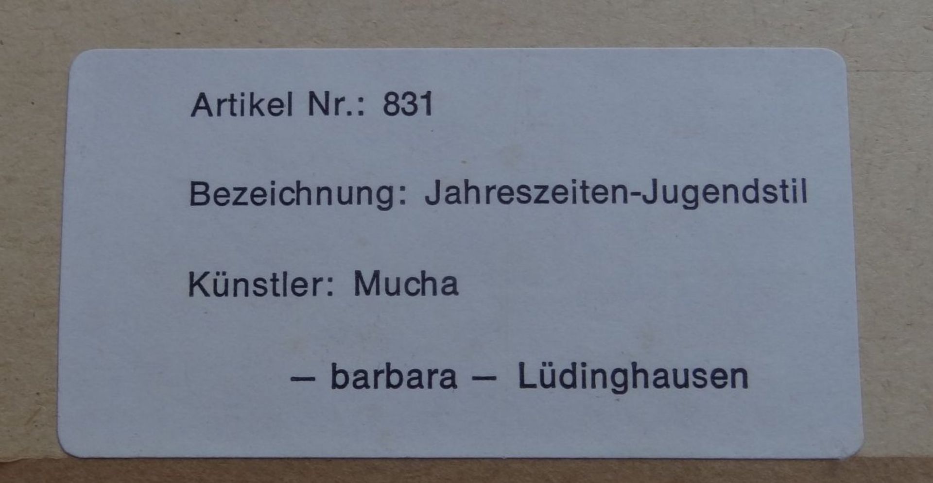 4x Kunstdrucke nach Mucha, alt ger/Glas, je 75x33,5 cm- - -22.61 % buyer's premium on the hammer - Bild 9 aus 9