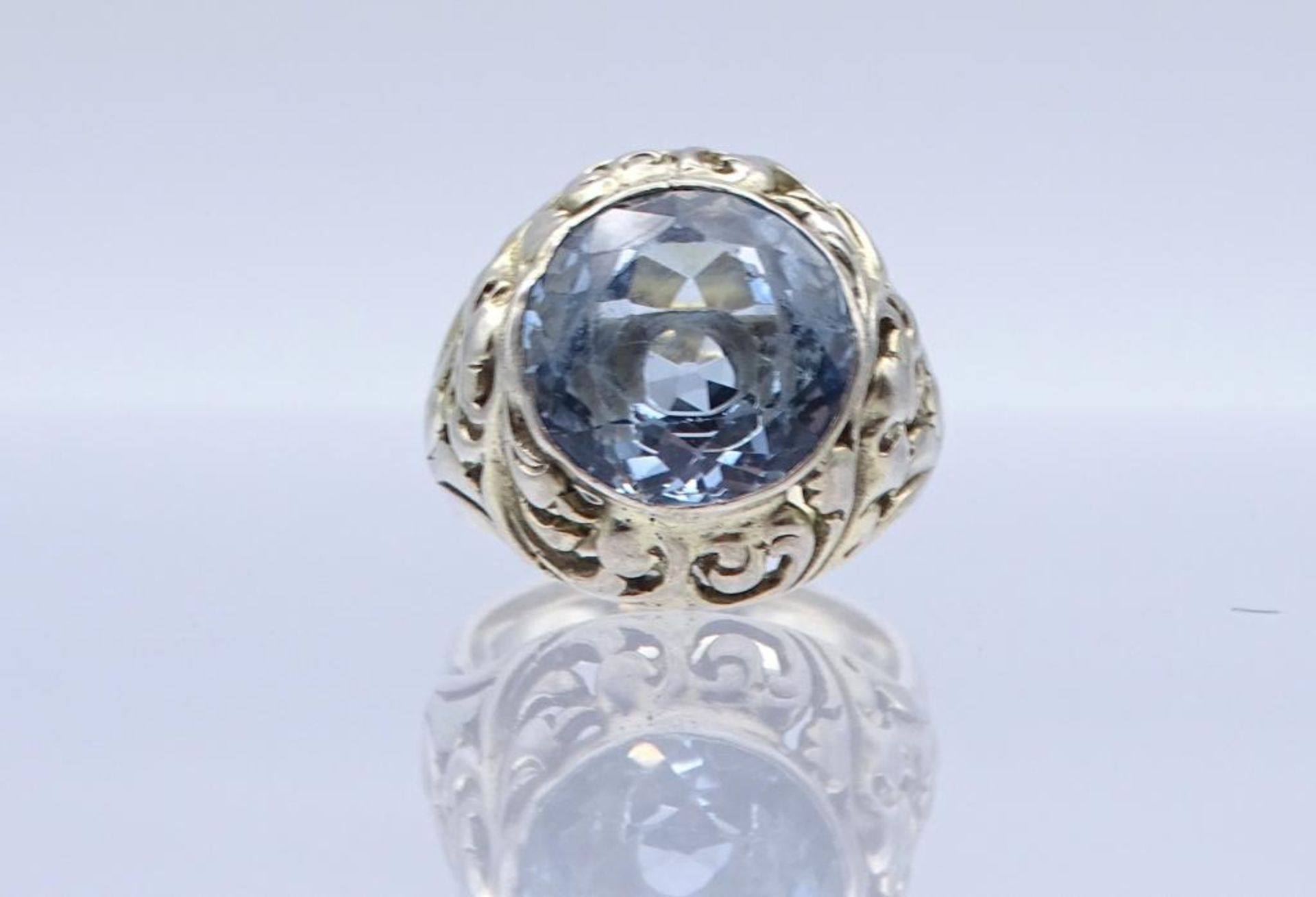 Sterling Silber Ring mit einen facettierten hellblauen Stein, Silber 925/000, 11,5gr., RG 57- - - - Bild 2 aus 3