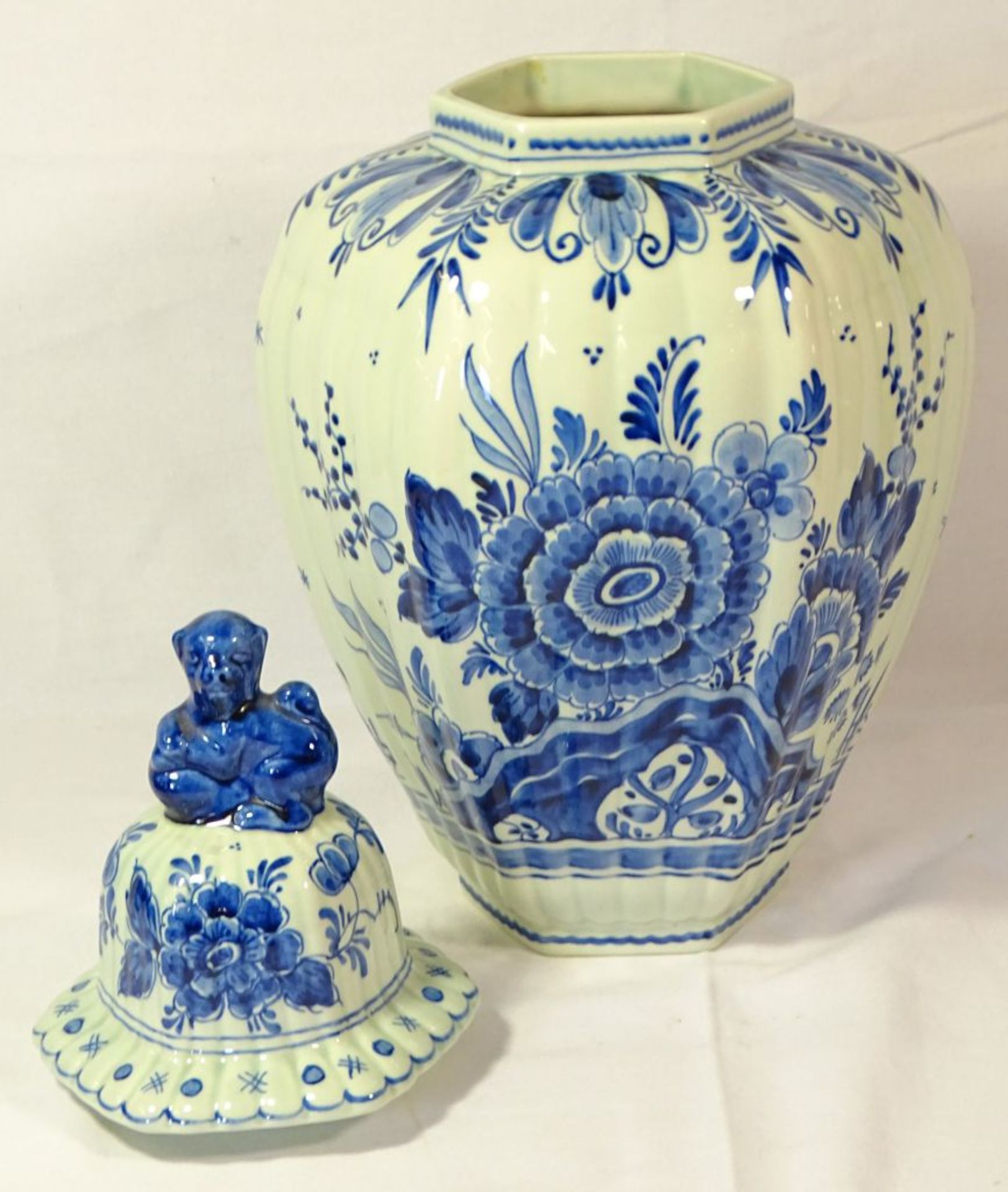 Große Deckelvase Royal Delft - Koninklijke ,blaues florales Dekor,H-39c- - -22.61 % buyer's - Bild 6 aus 7